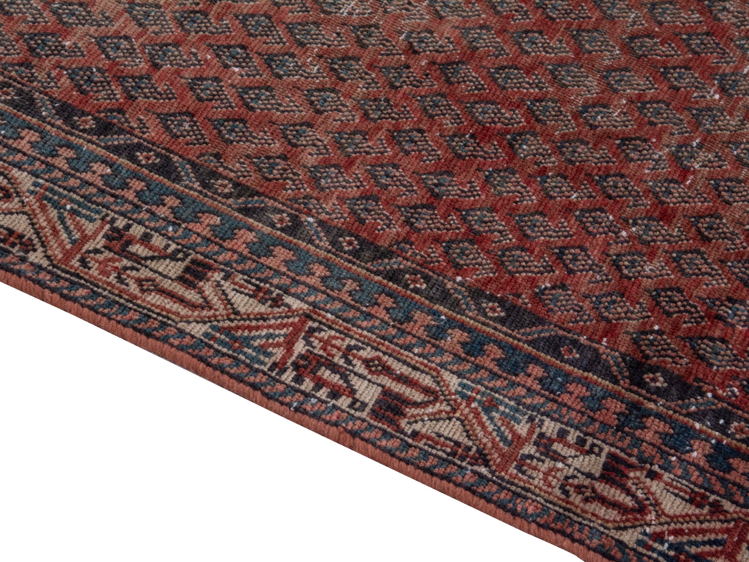 Persian Arak runner rug in burgundy and faded red, view 8 of 17