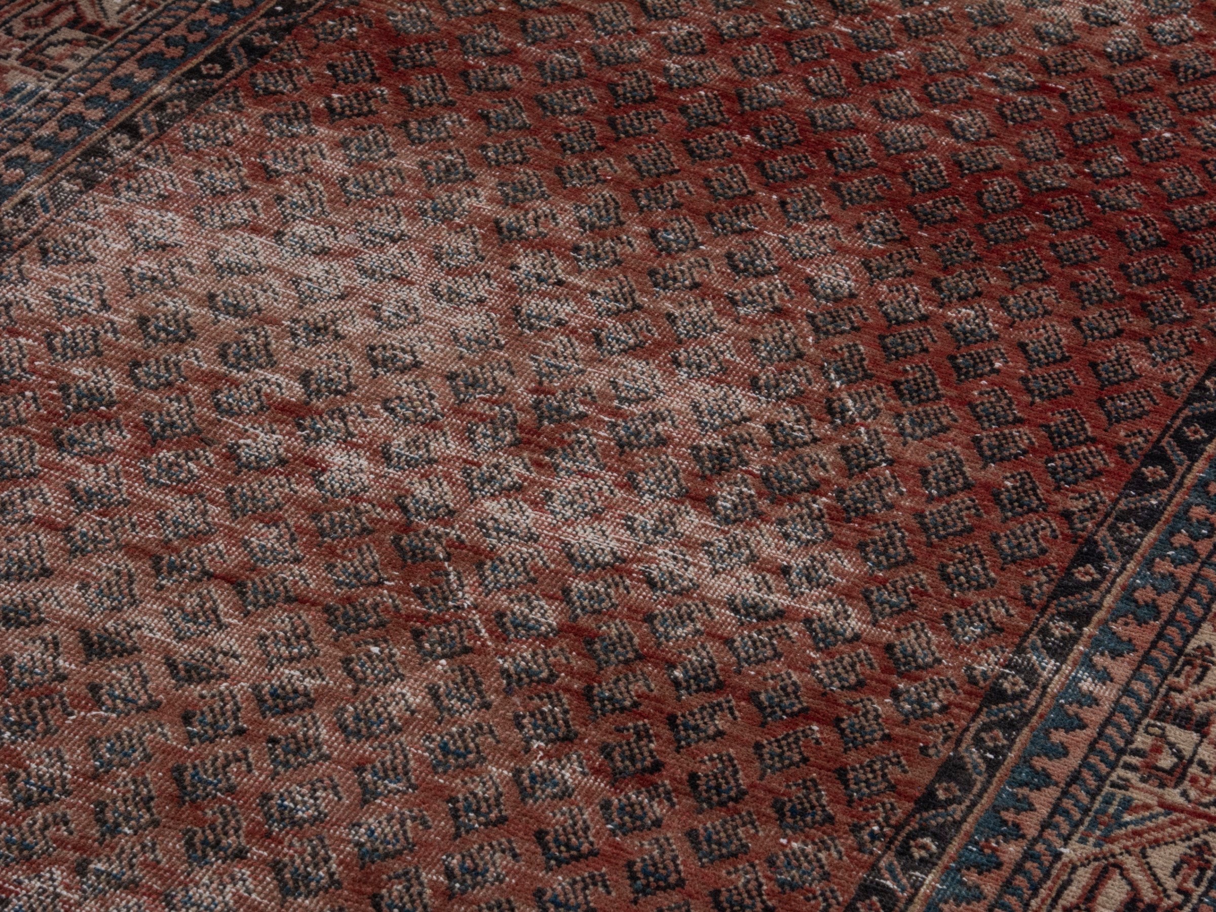 Persian Arak runner rug in burgundy and faded red, view 9 of 17