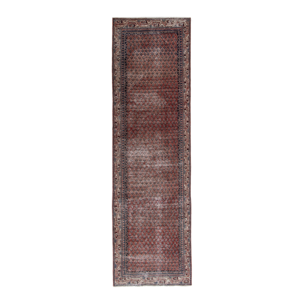 Persian Arak runner rug in burgundy and faded red, 3'3" x 10'7"