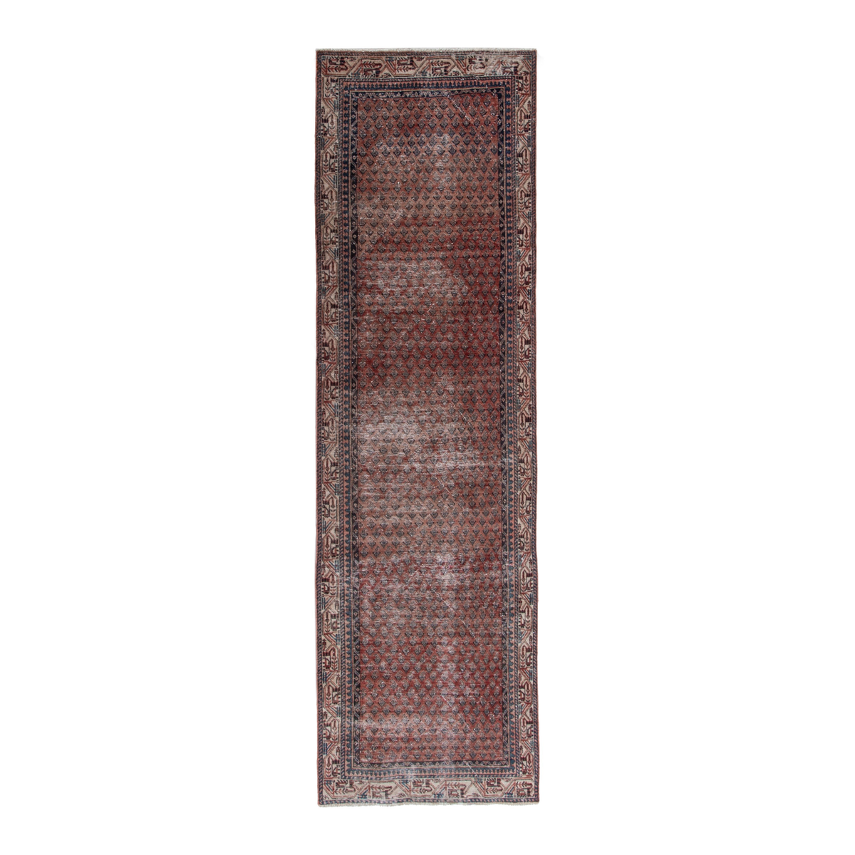 Persian Arak runner rug in burgundy and faded red, 3'3" x 10'7"