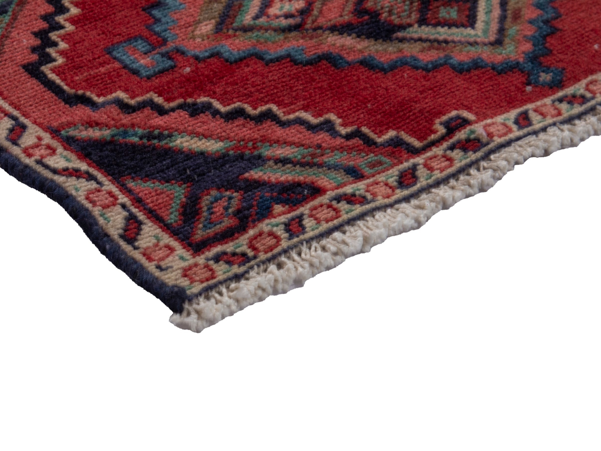 Persian Songhor runner rug in deep red and cream, view 6 of 18