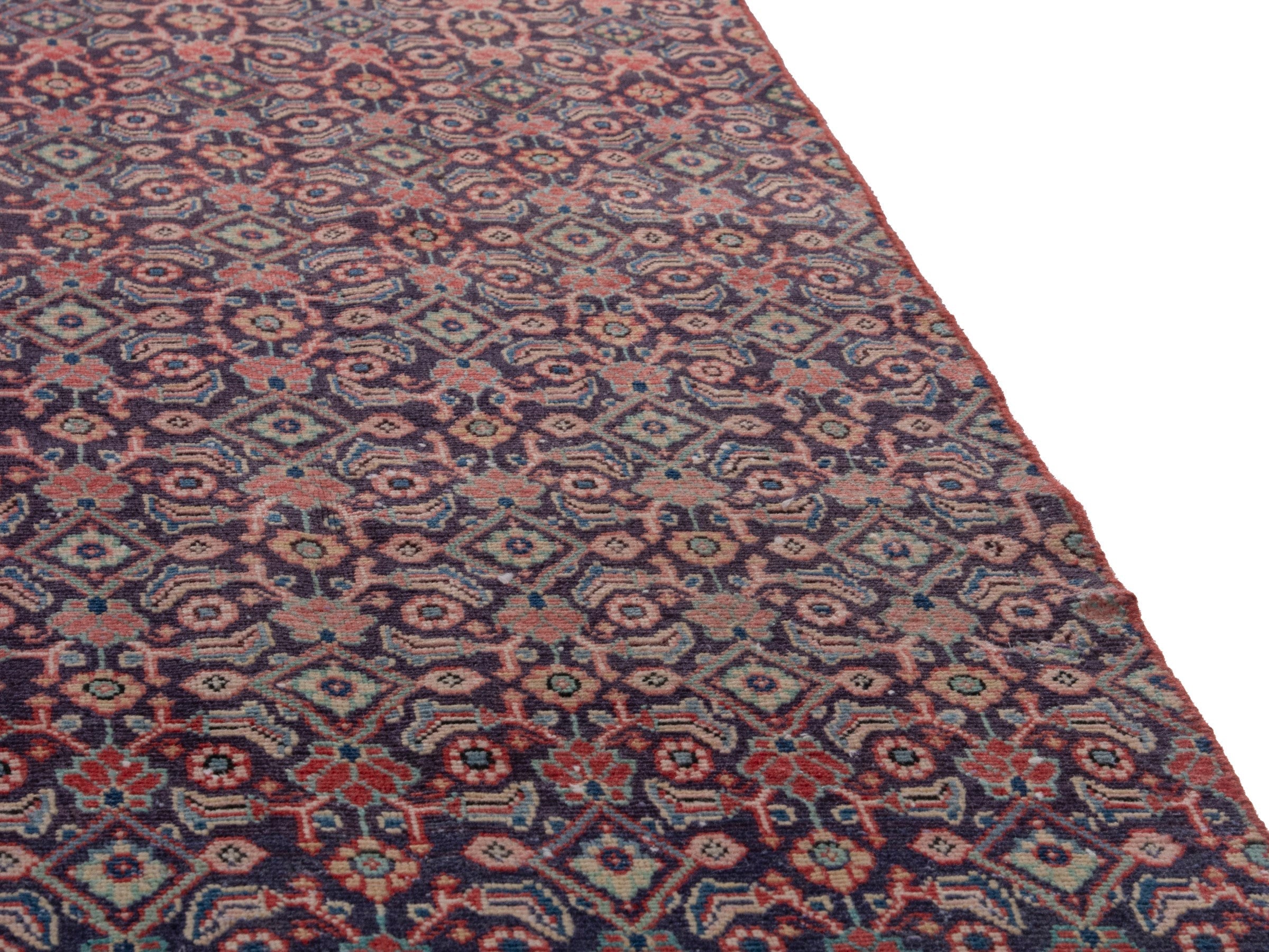 Persian Mahal runner rug in dark blue and rust, view 10 of 18