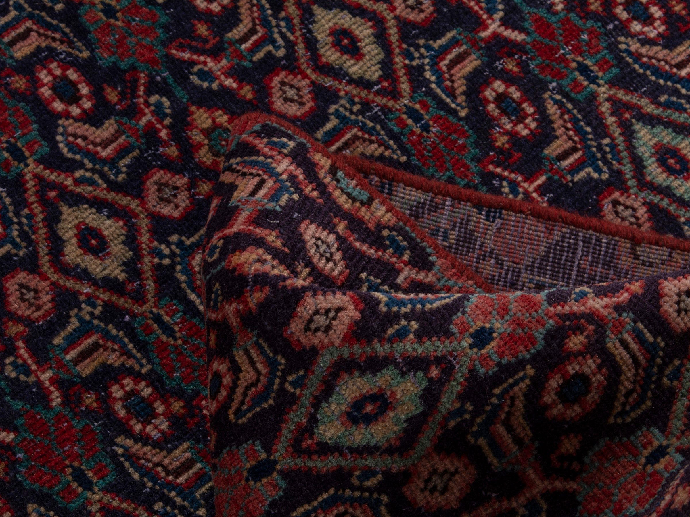 Persian Mahal runner rug in dark blue and rust, view 14 of 18