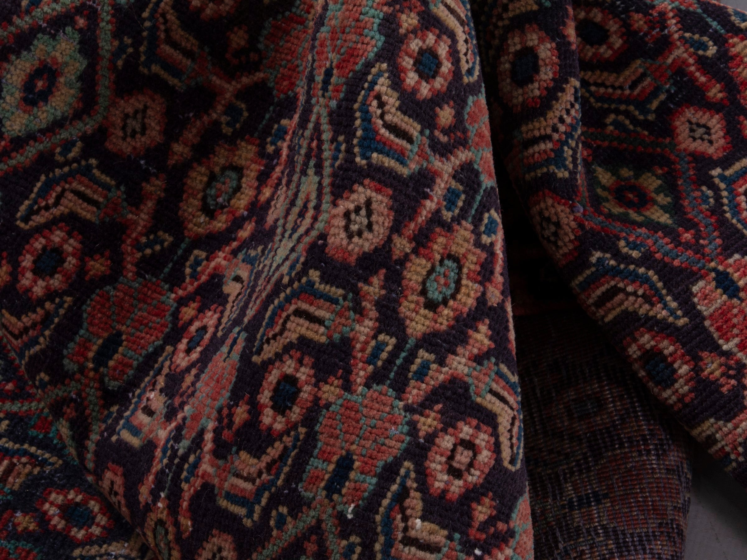 Persian Mahal runner rug in dark blue and rust, view 15 of 18