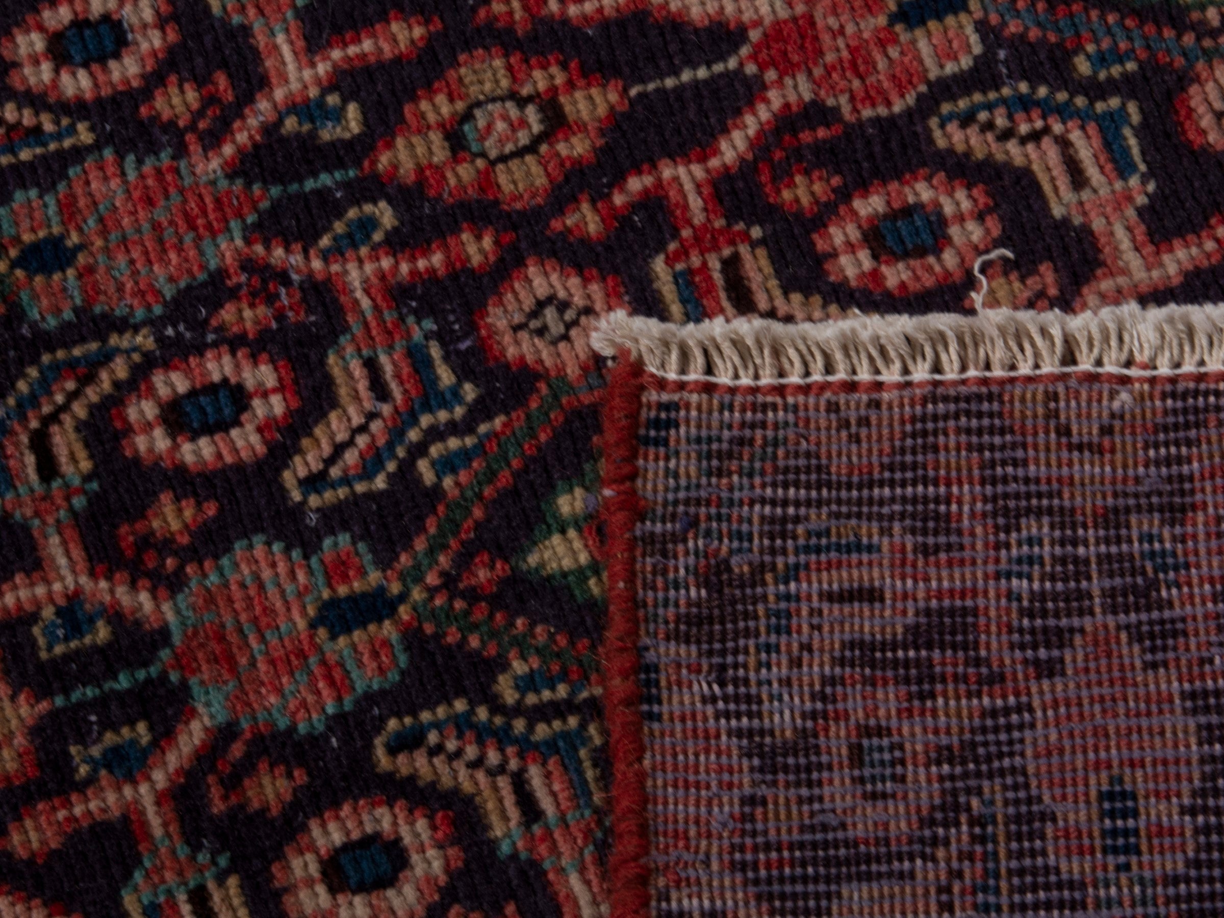 Persian Mahal runner rug in dark blue and rust, view 18 of 18