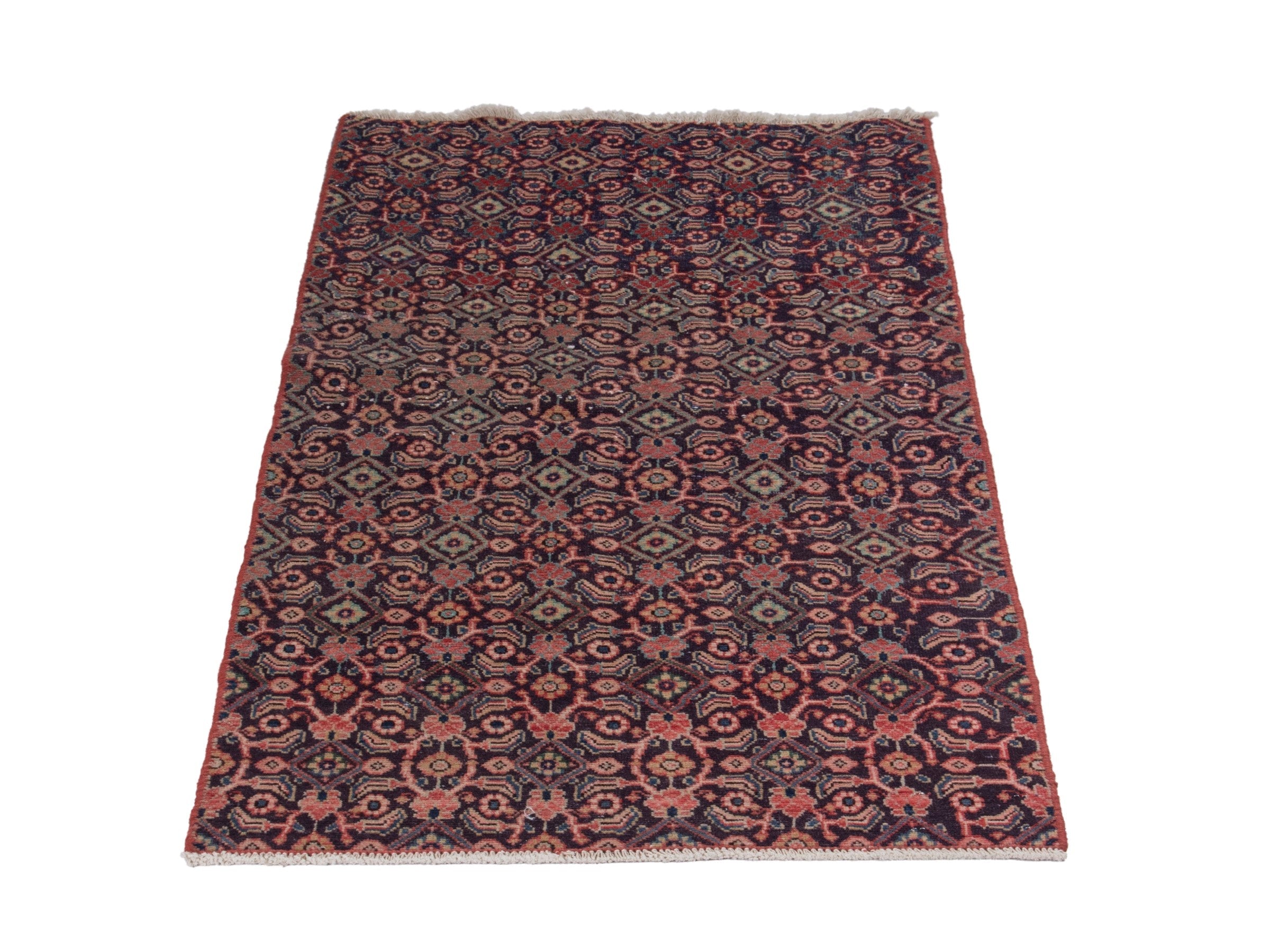 Persian Mahal runner rug in dark blue and rust, view 2 of 18