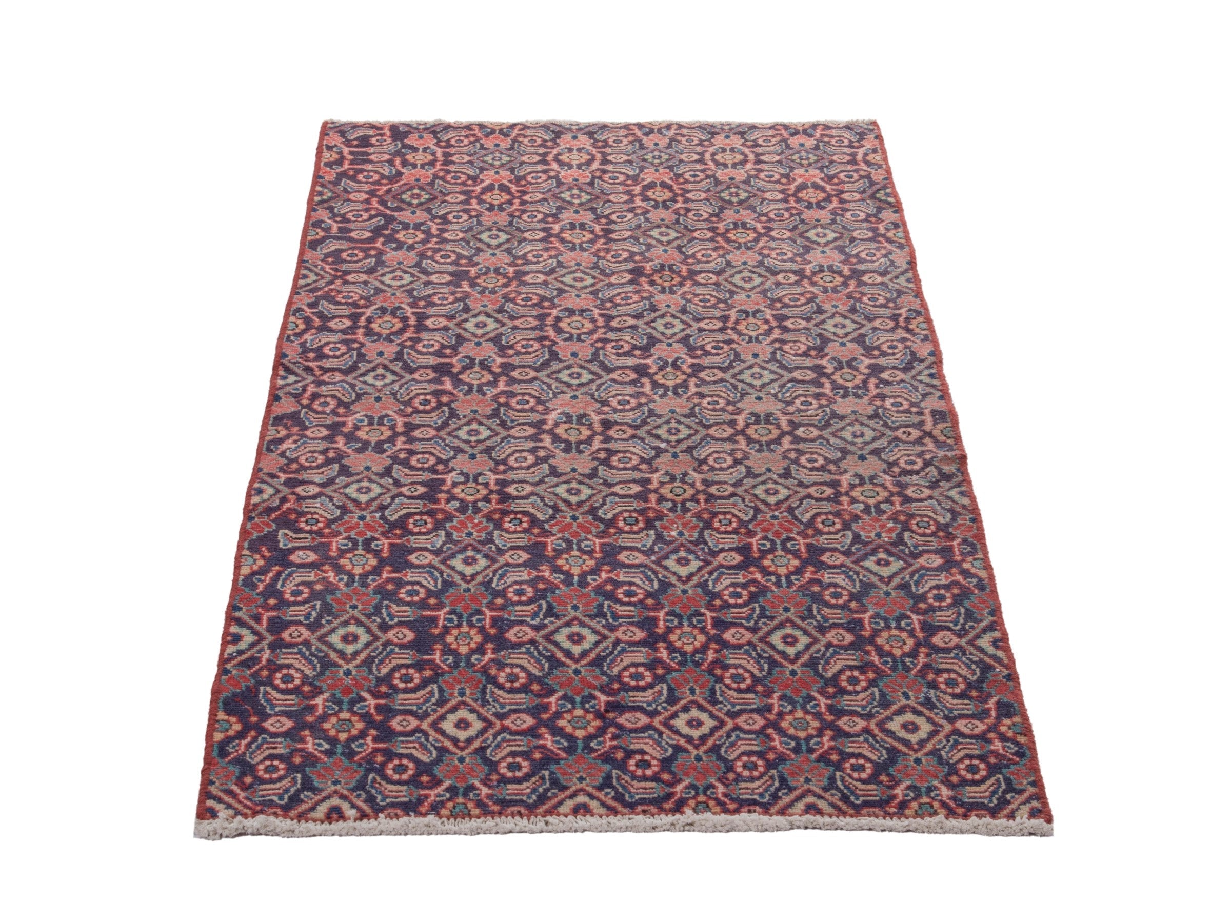 Persian Mahal runner rug in dark blue and rust, view 3 of 18