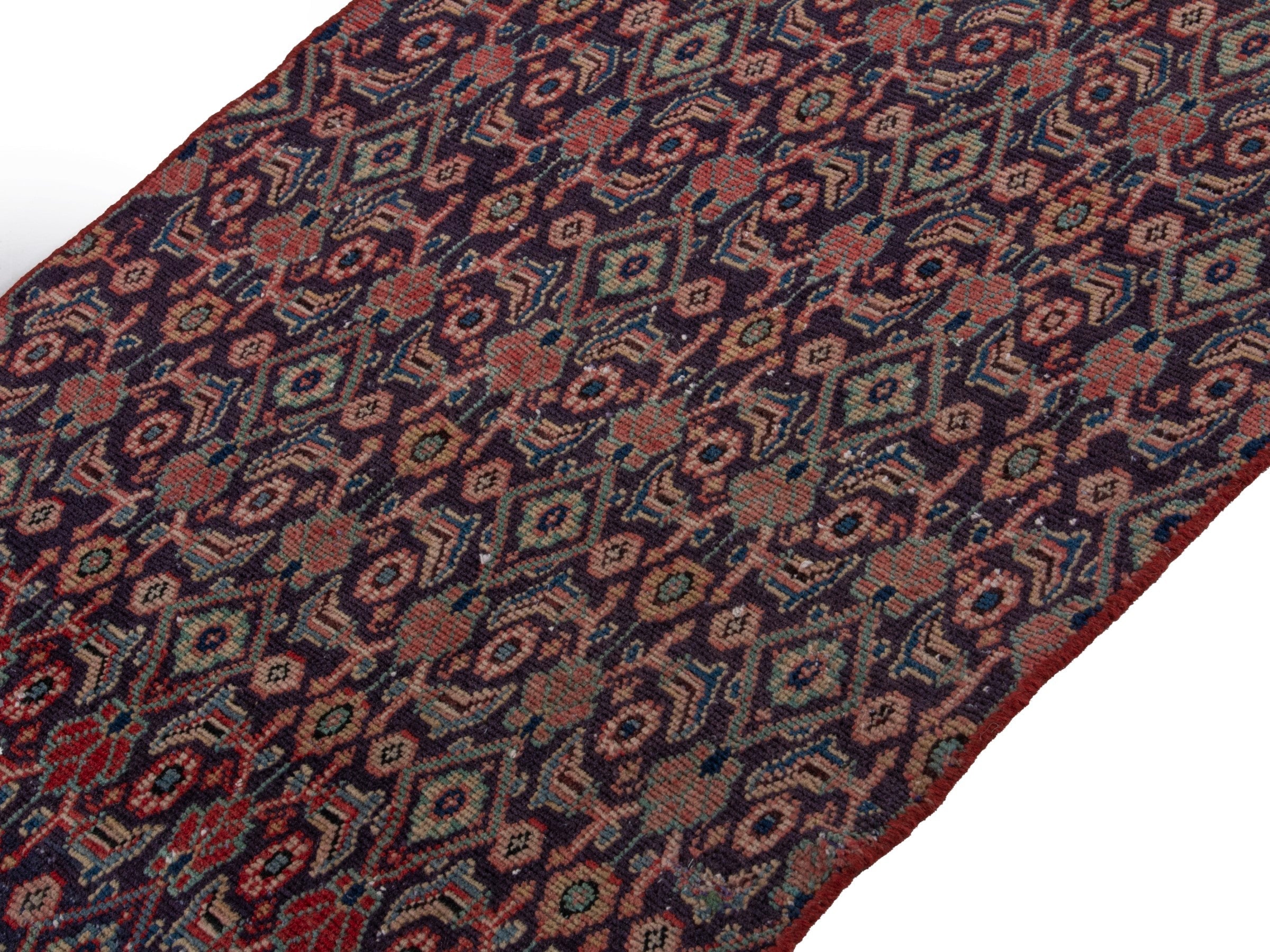 Persian Mahal runner rug in dark blue and rust, view 4 of 18