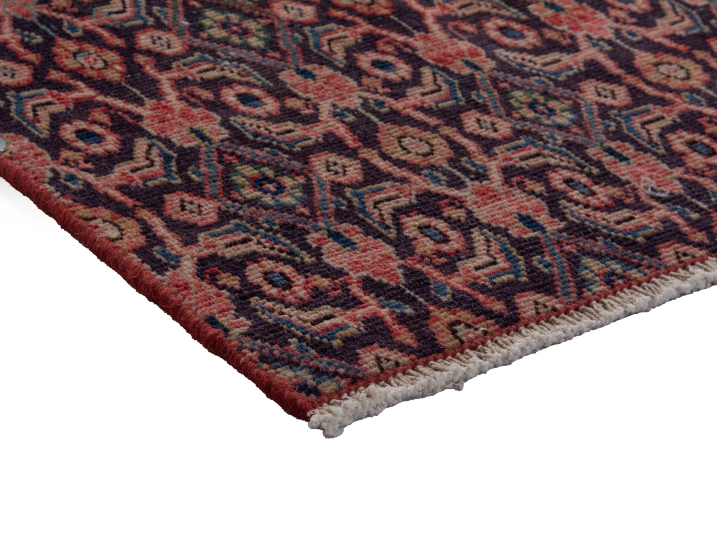 Persian Mahal runner rug in dark blue and rust, view 6 of 18