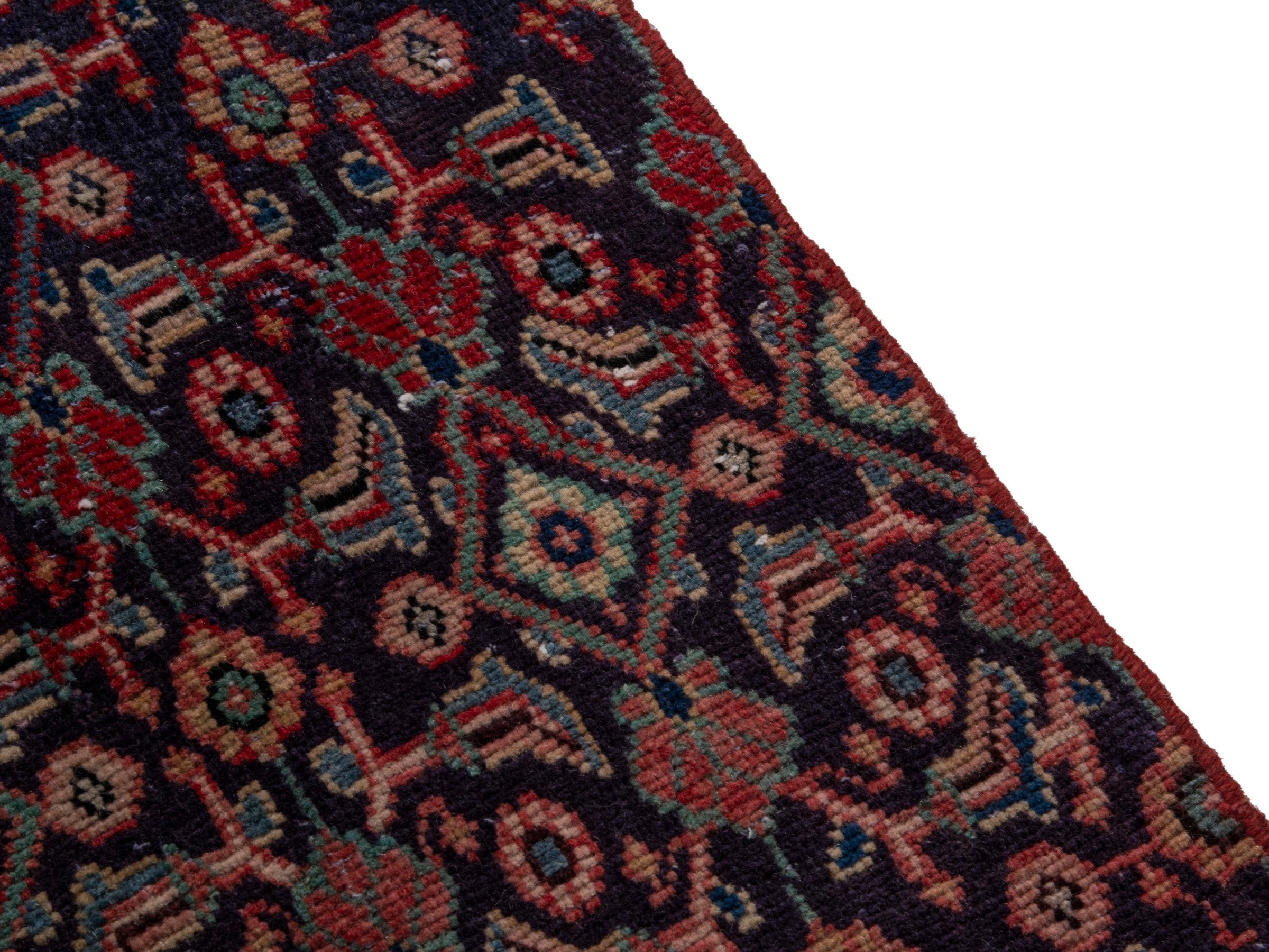 Persian Mahal runner rug in dark blue and rust, view 7 of 18