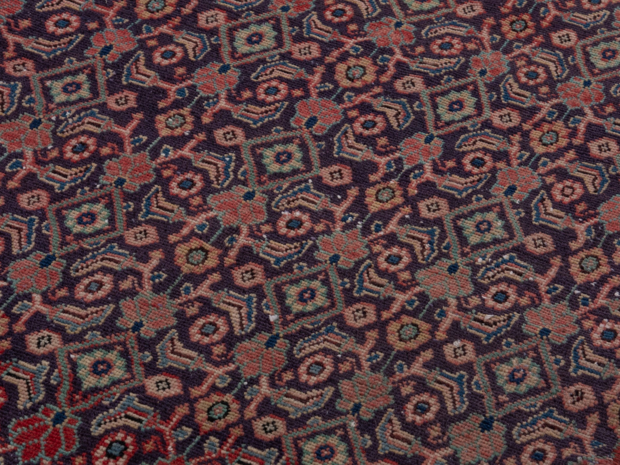 Persian Mahal runner rug in dark blue and rust, view 9 of 18
