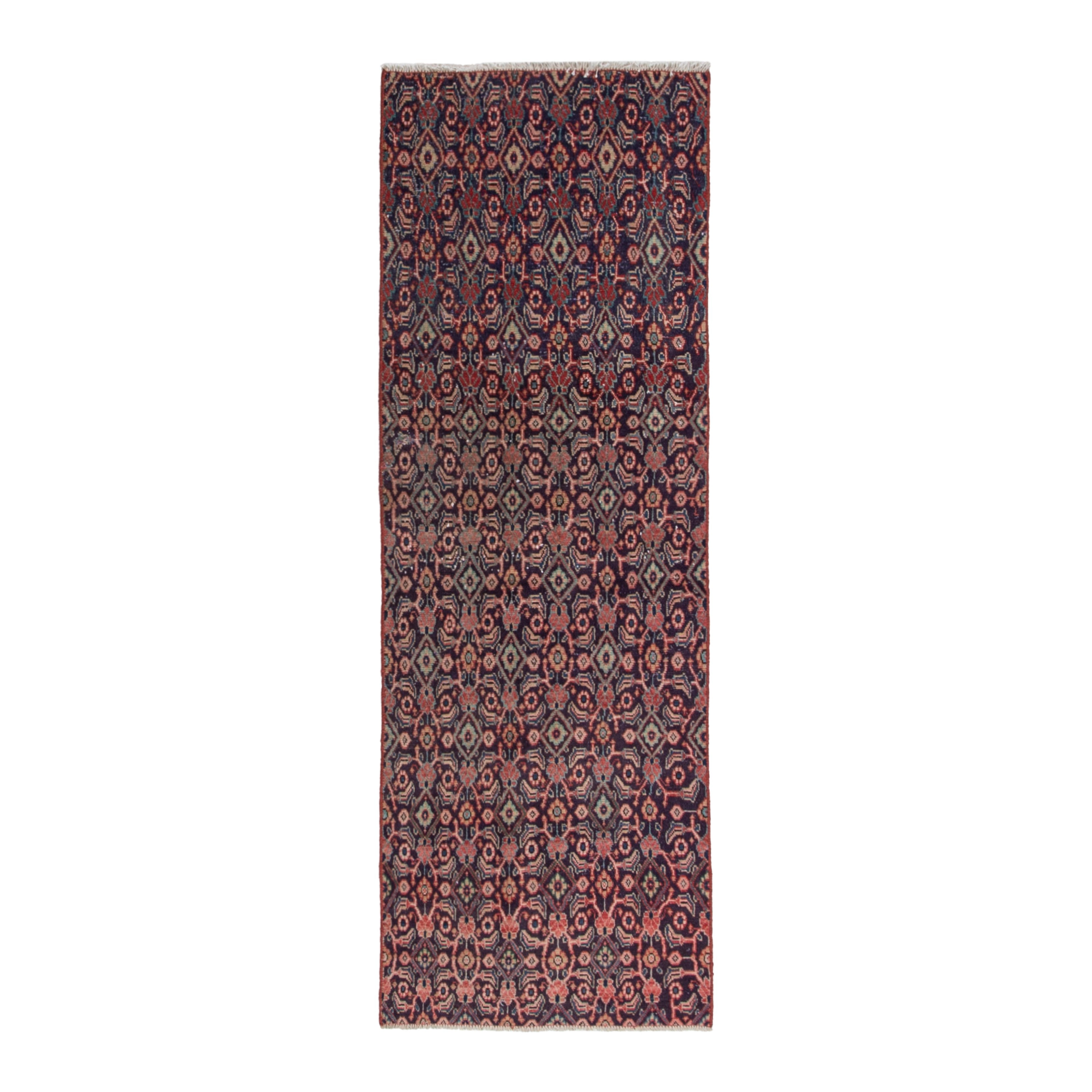 Persian Mahal runner rug in dark blue and rust, 2'7" x 7'1"