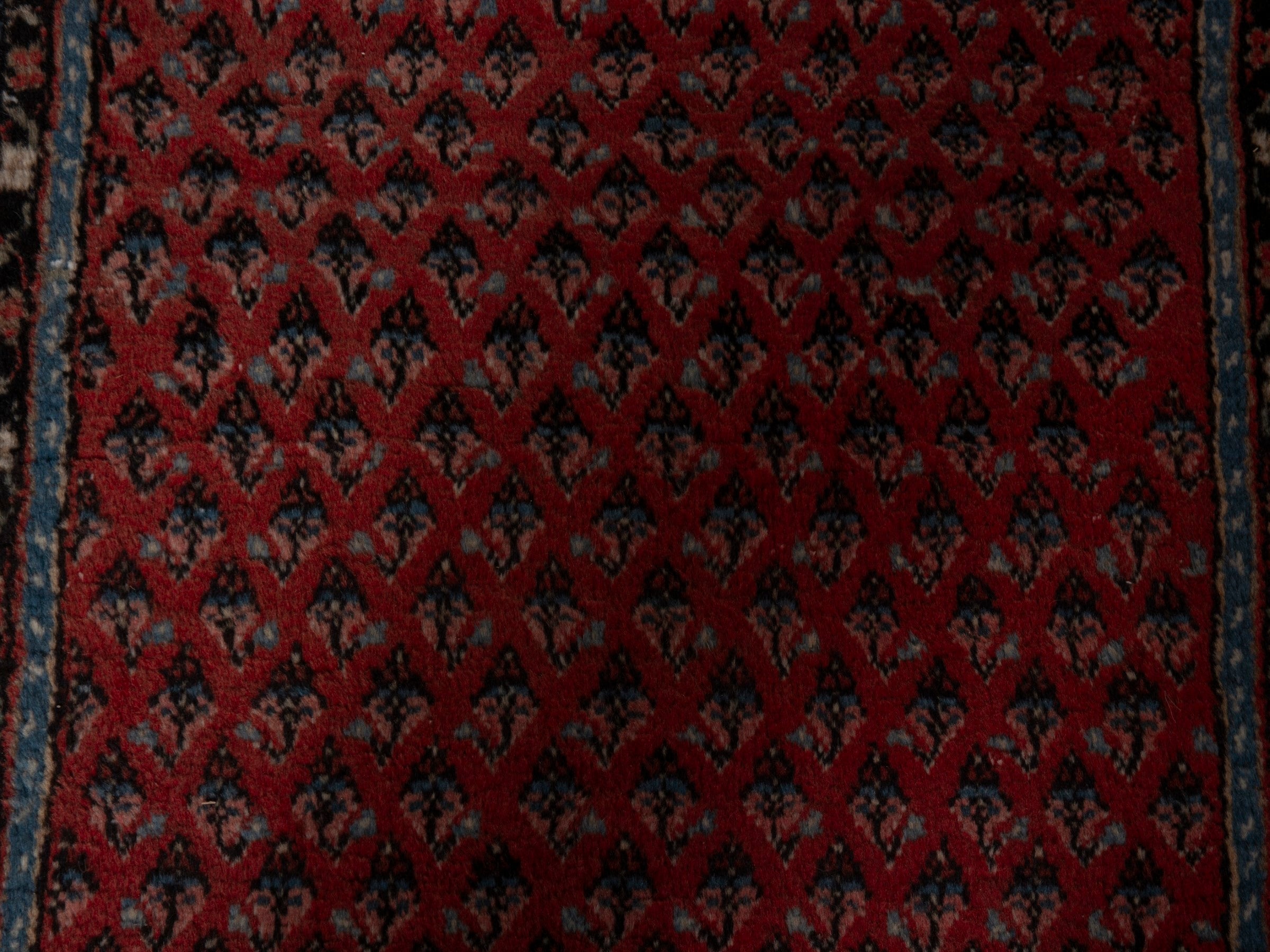 Persian Arak runner rug in deep red and charcoal, view 11 of 20