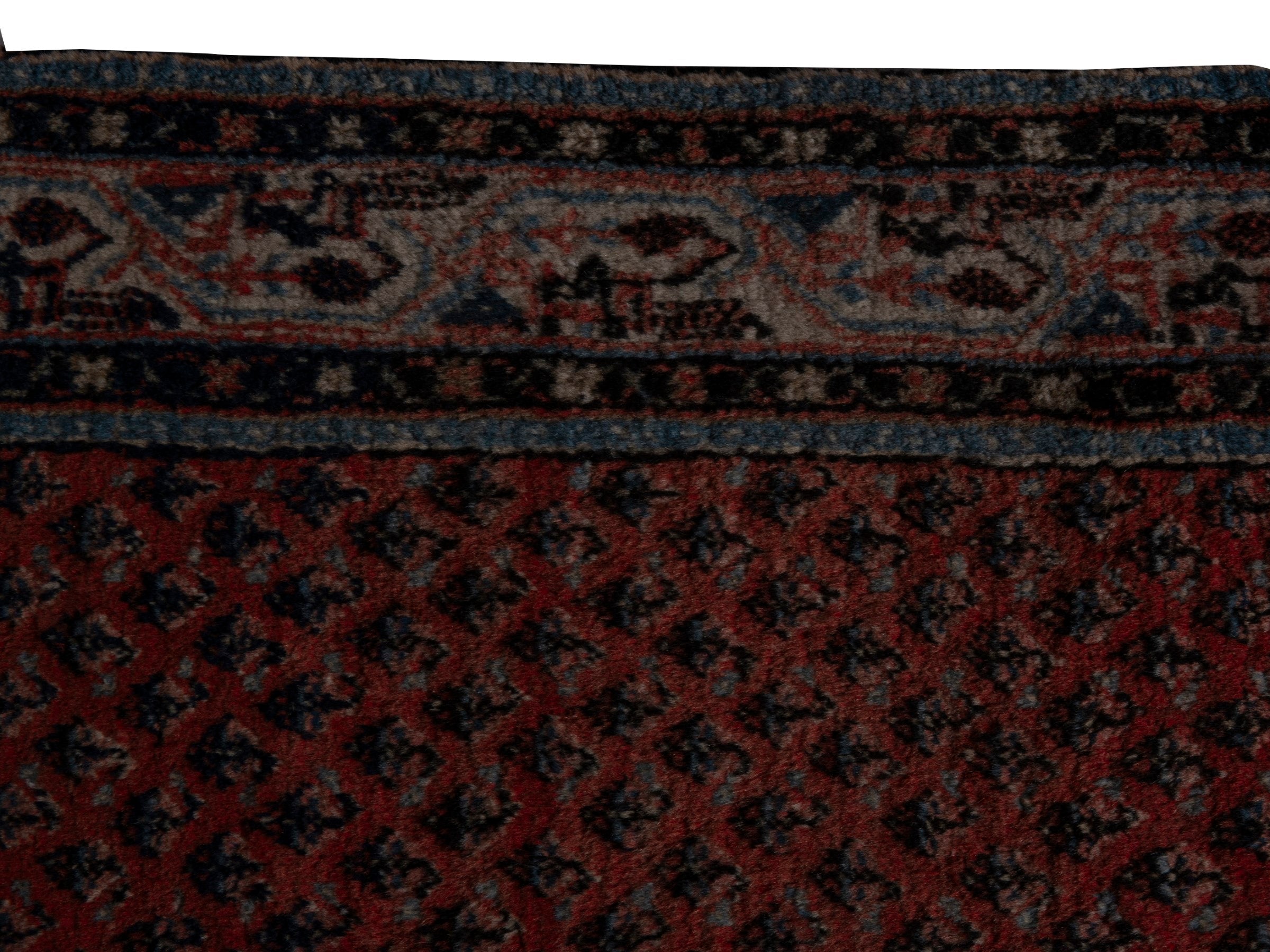 Persian Arak runner rug in deep red and charcoal, view 13 of 20