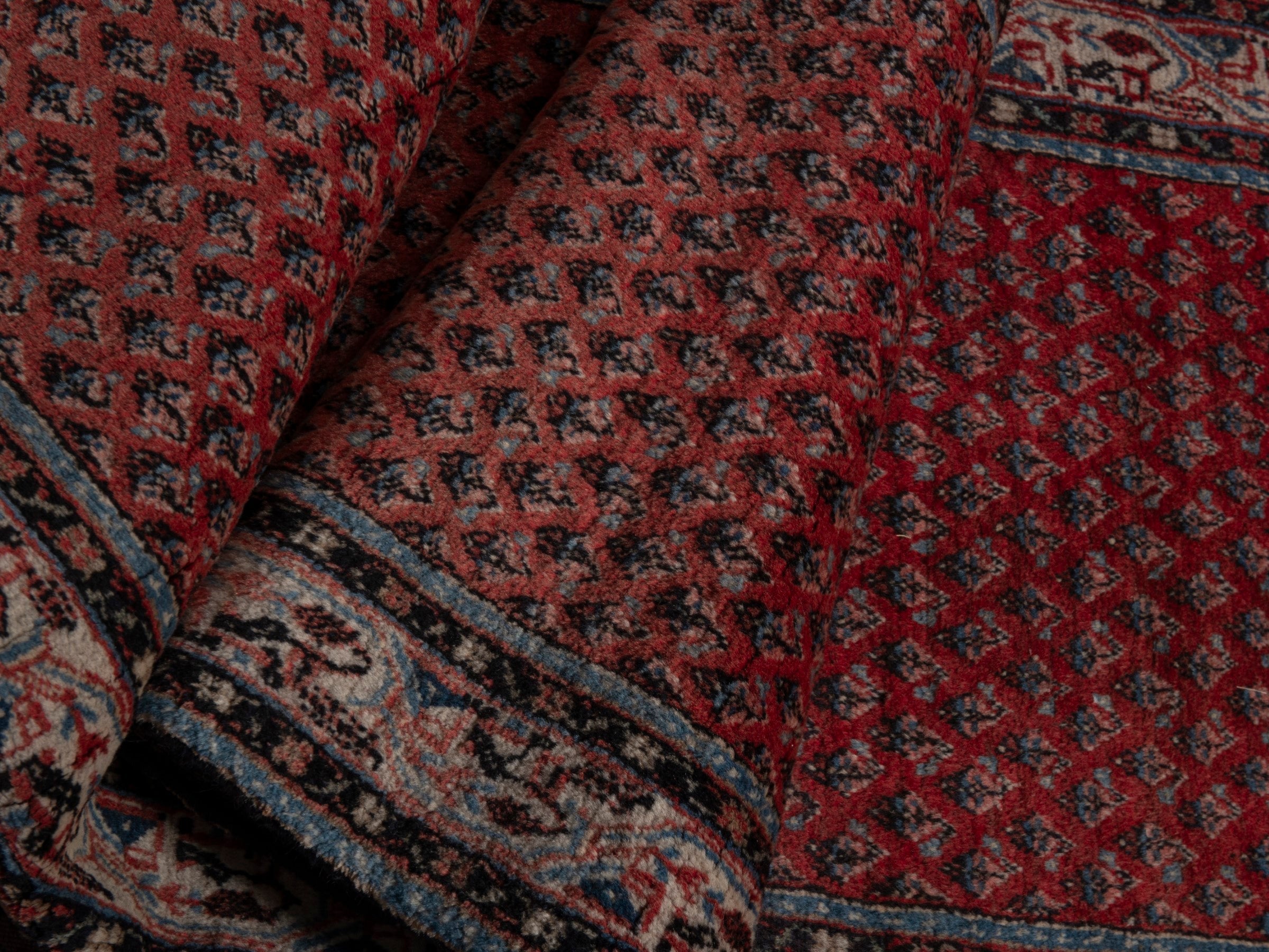 Persian Arak runner rug in deep red and charcoal, view 16 of 20