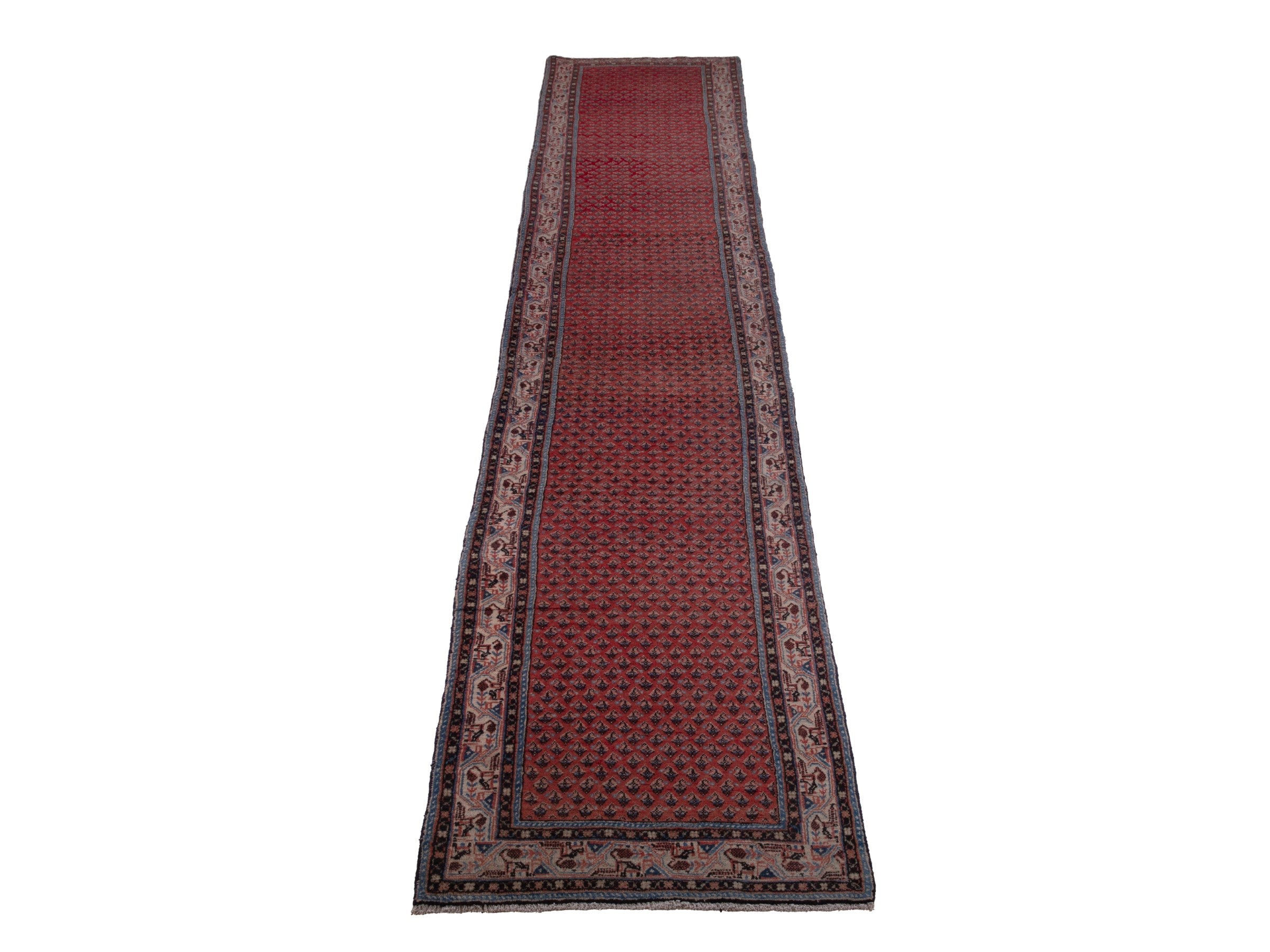 Persian Arak runner rug in deep red and charcoal, view 2 of 20