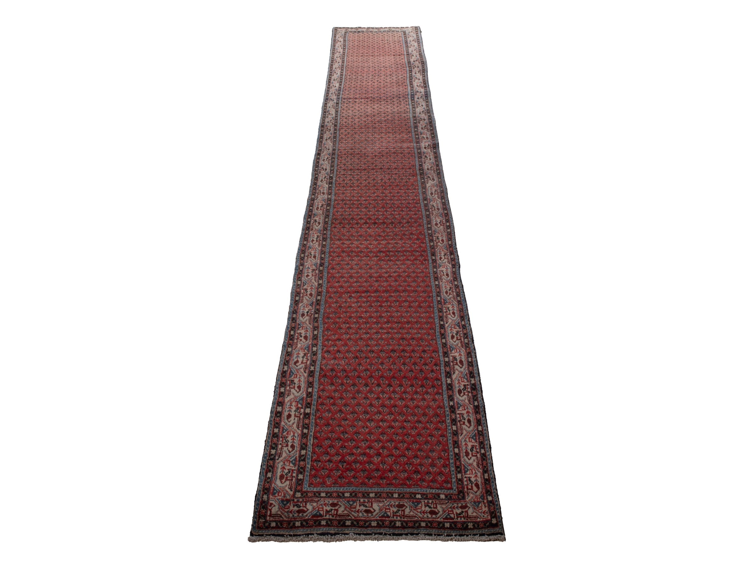 Persian Arak runner rug in deep red and charcoal, view 3 of 20