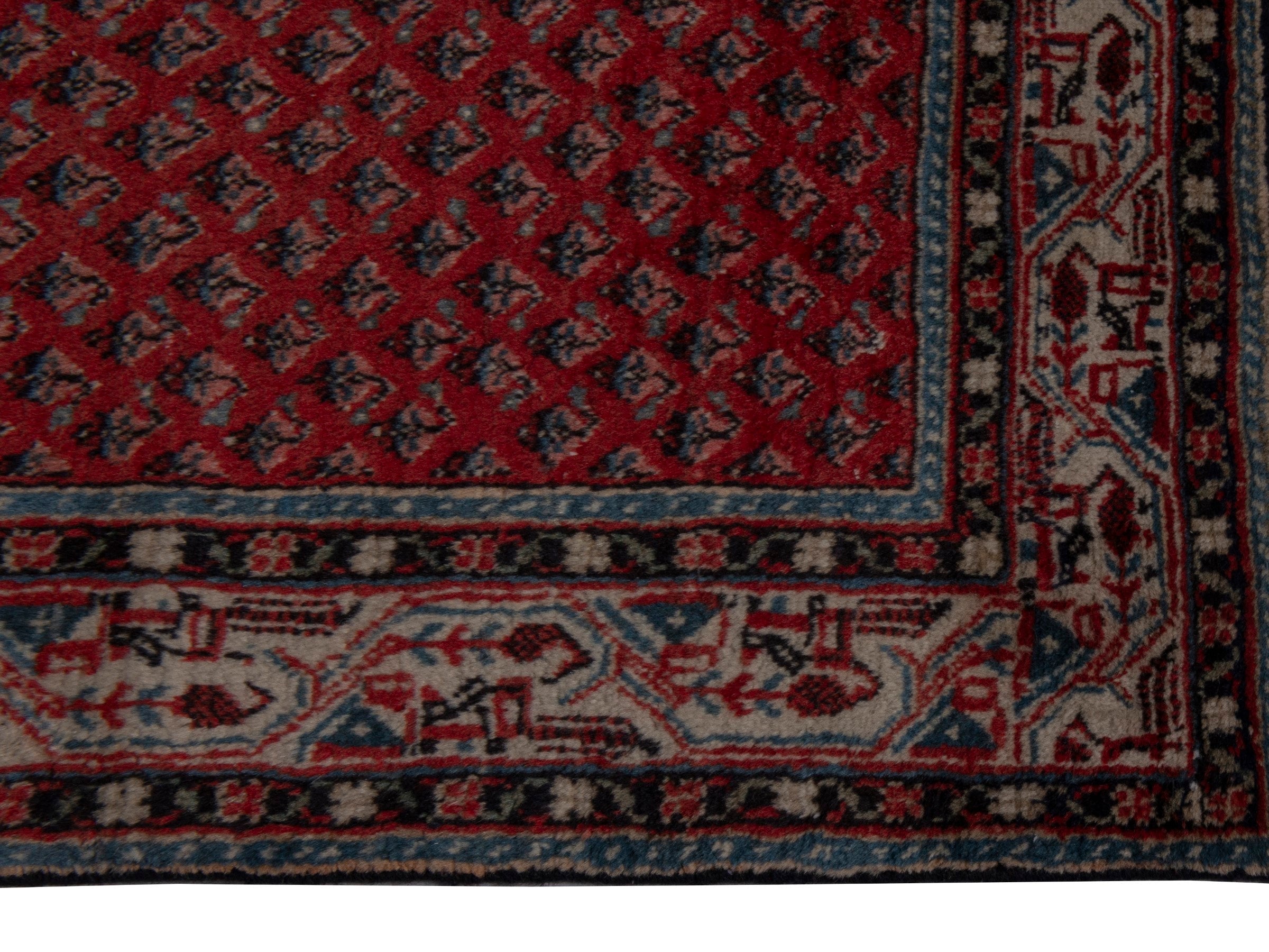 Persian Arak runner rug in deep red and charcoal, view 5 of 20