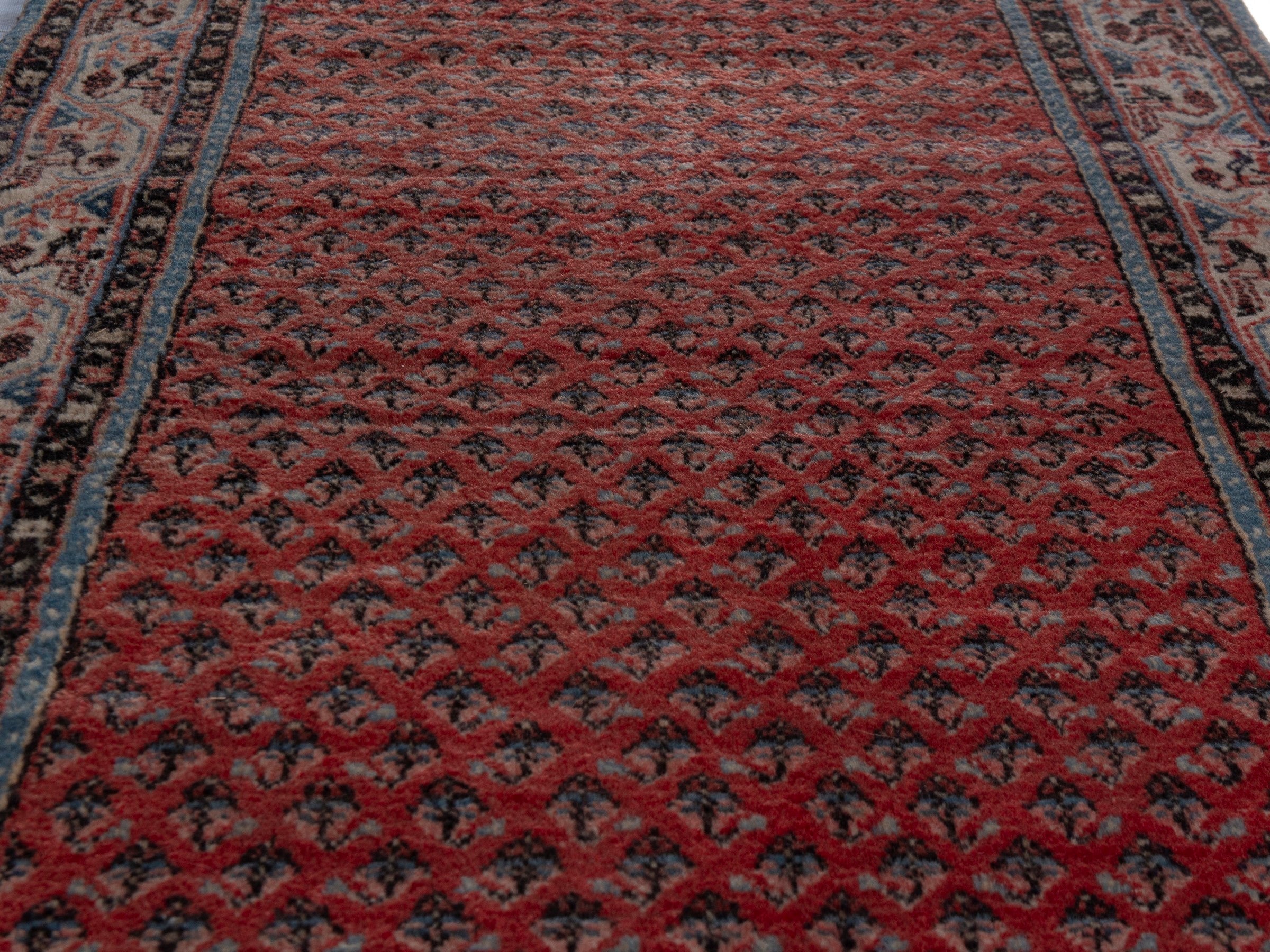 Persian Arak runner rug in deep red and charcoal, view 8 of 20