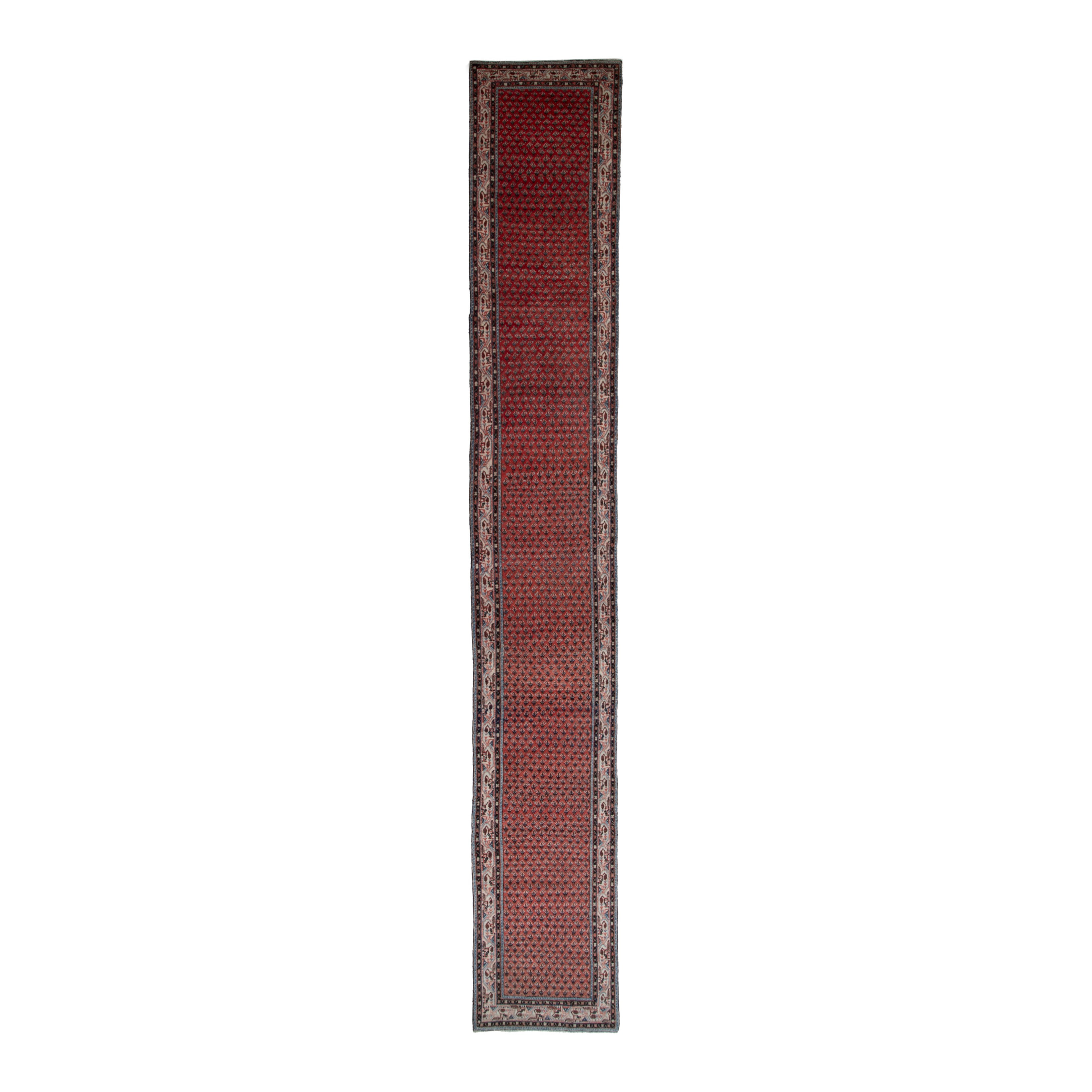 Persian Arak runner rug in deep red and charcoal, 2'9" x 17'7"