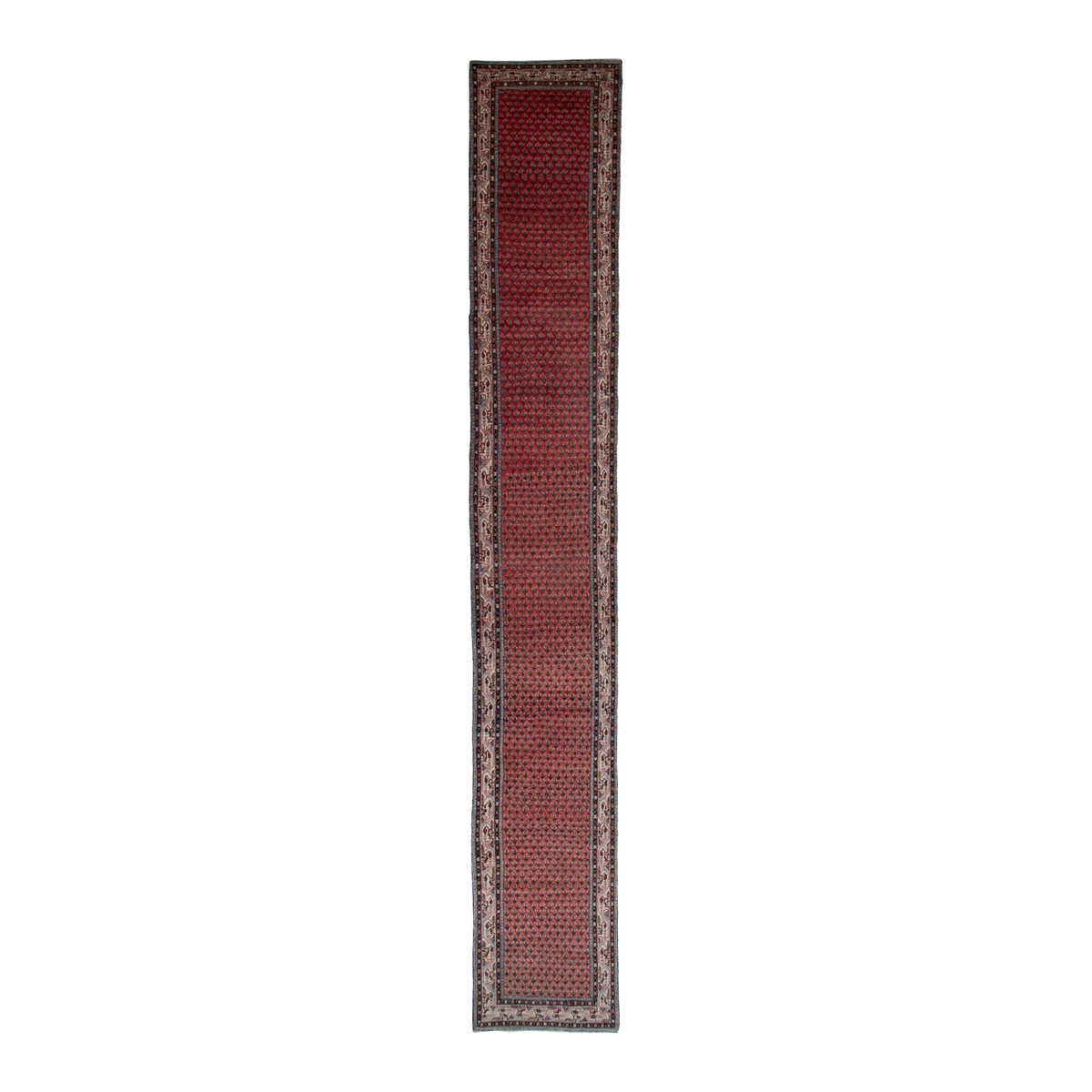 Persian Arak runner rug in deep red and charcoal, 2'9" x 17'7"