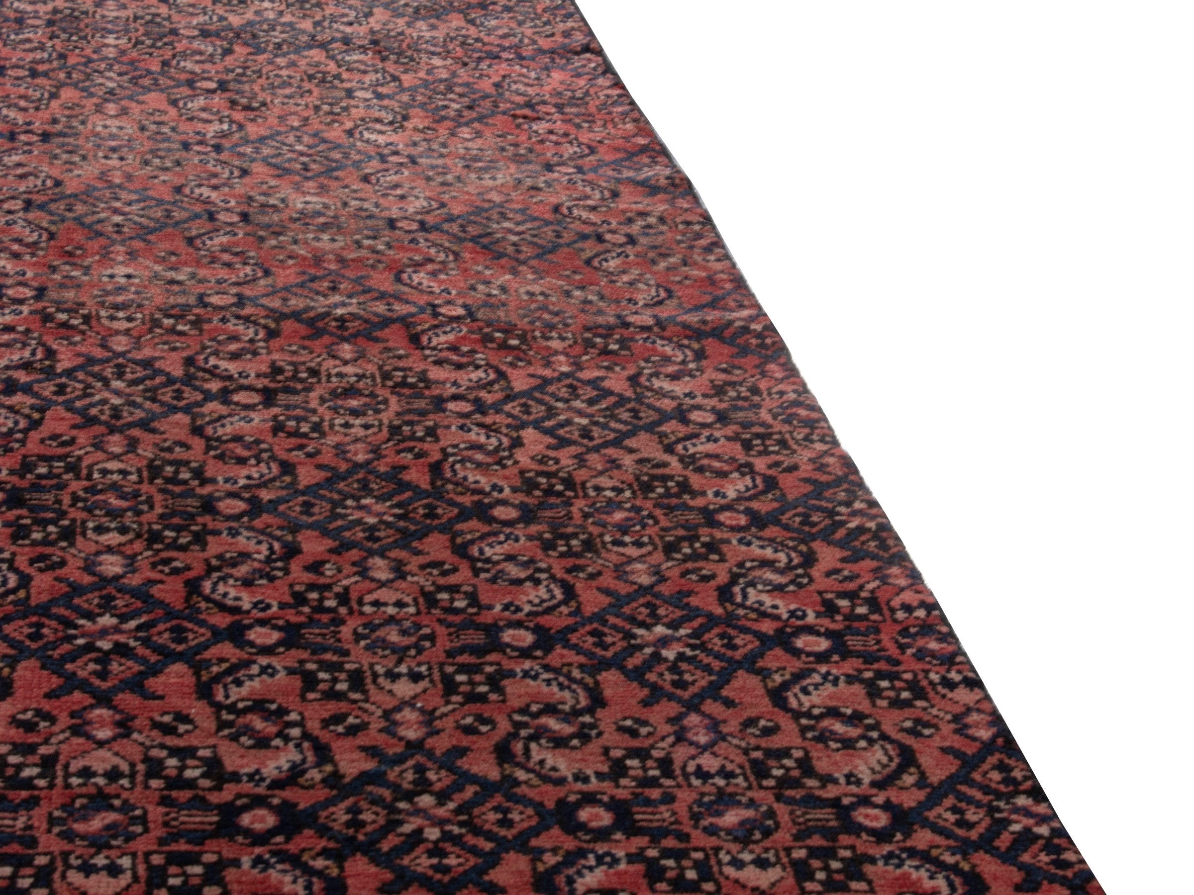 Persian Hamedan runner rug in burgundy and black cherry, view 10 of 17