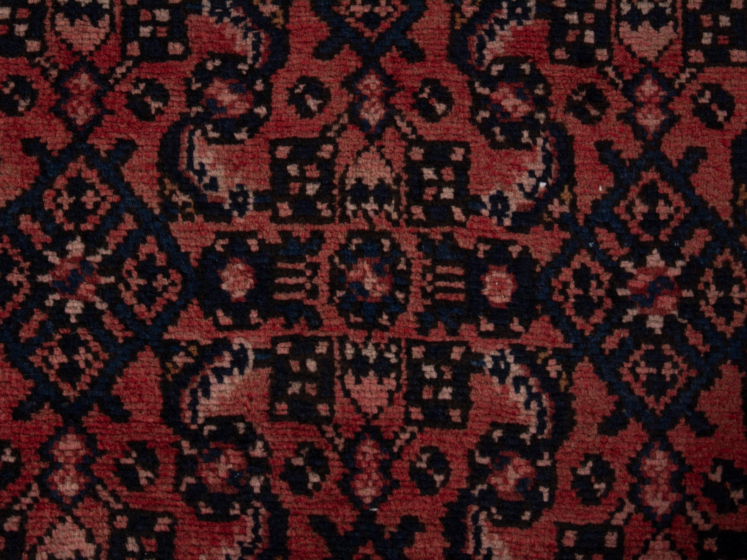 Persian Hamedan runner rug in burgundy and black cherry, view 11 of 17