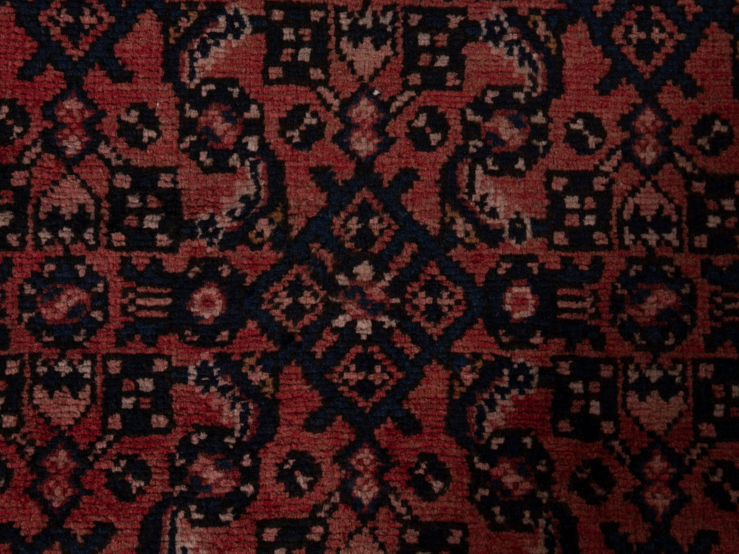 Persian Hamedan runner rug in burgundy and black cherry, view 12 of 17