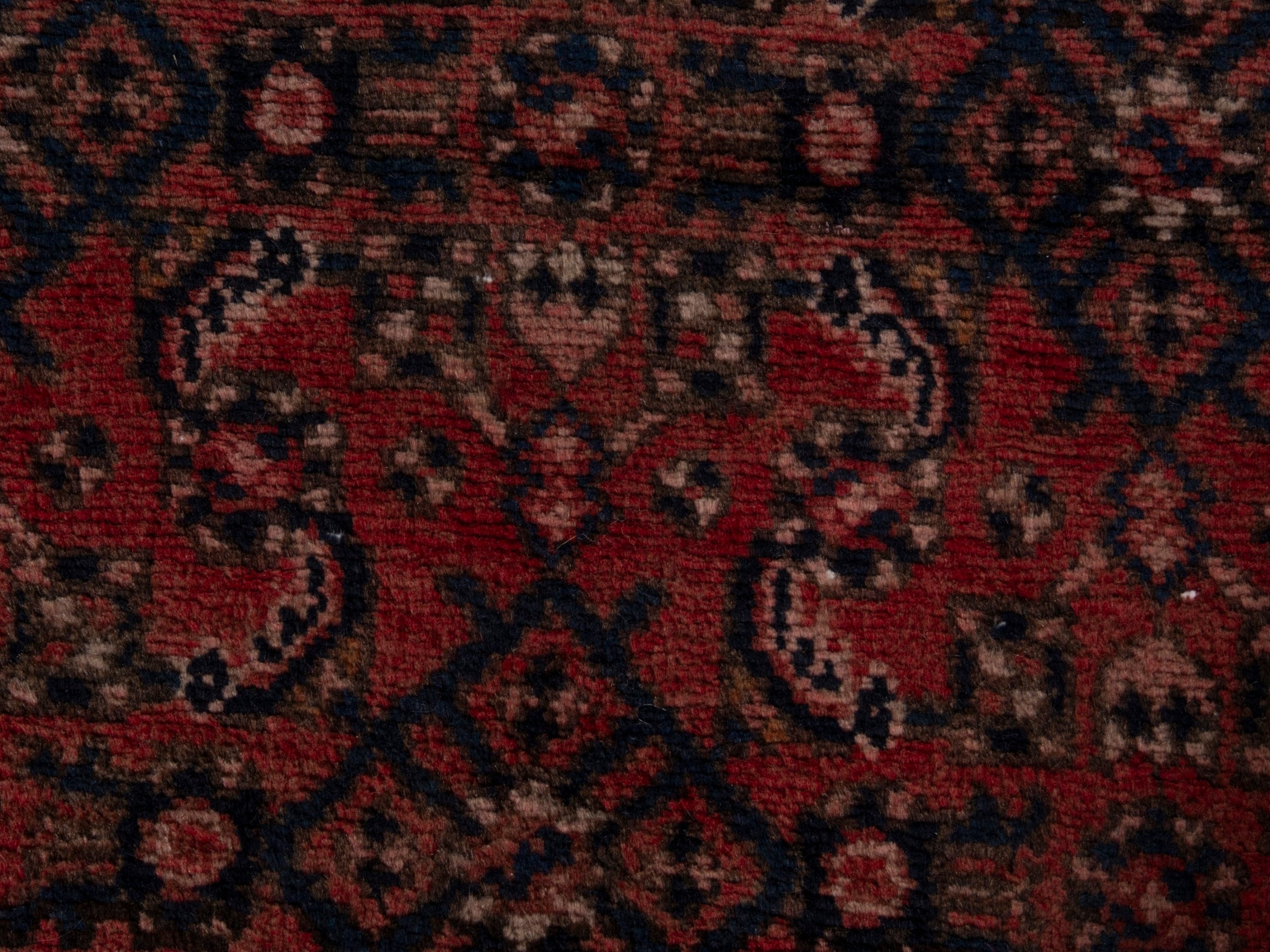 Persian Hamedan runner rug in burgundy and black cherry, view 13 of 17