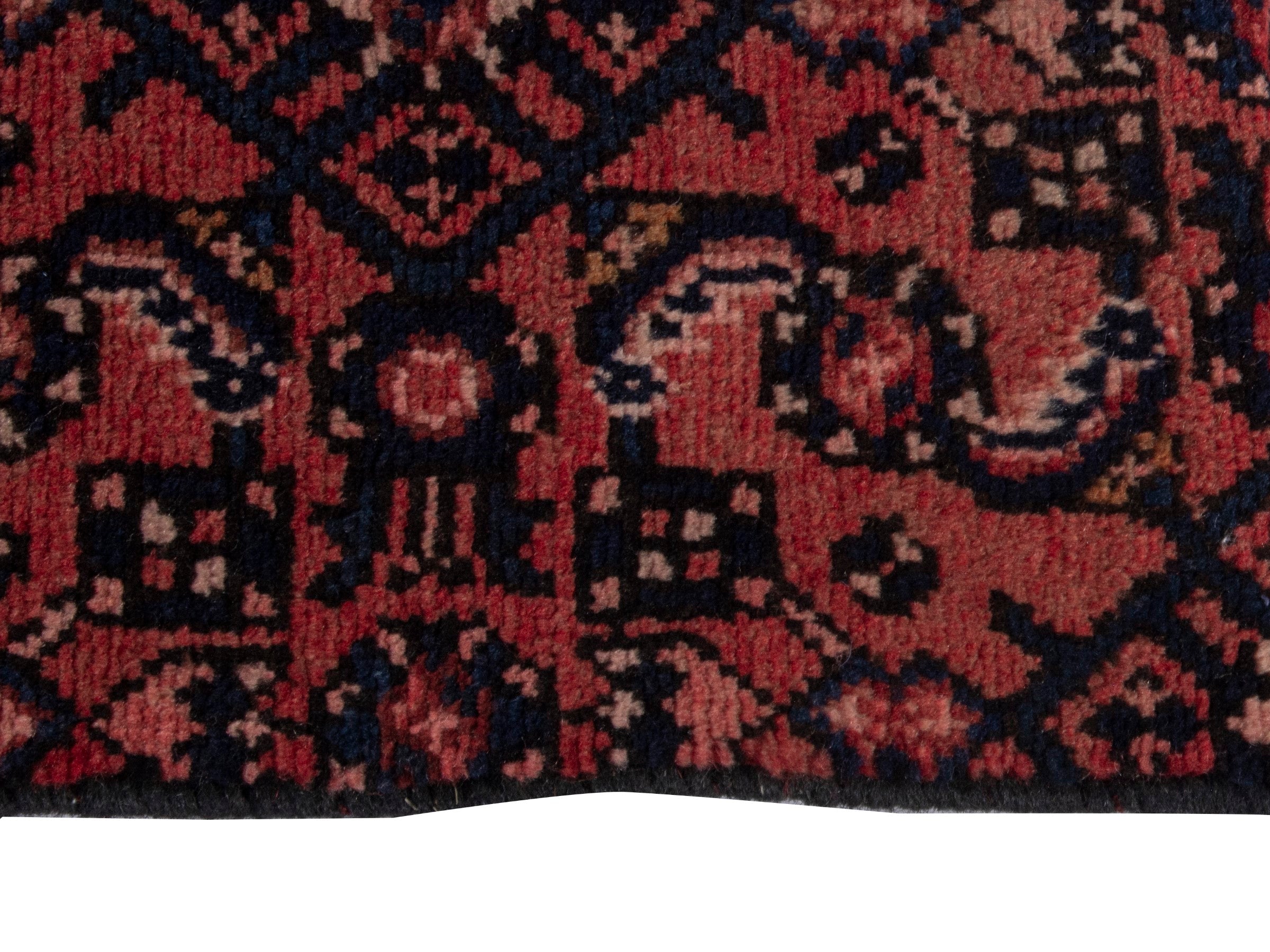 Persian Hamedan runner rug in burgundy and black cherry, view 5 of 17