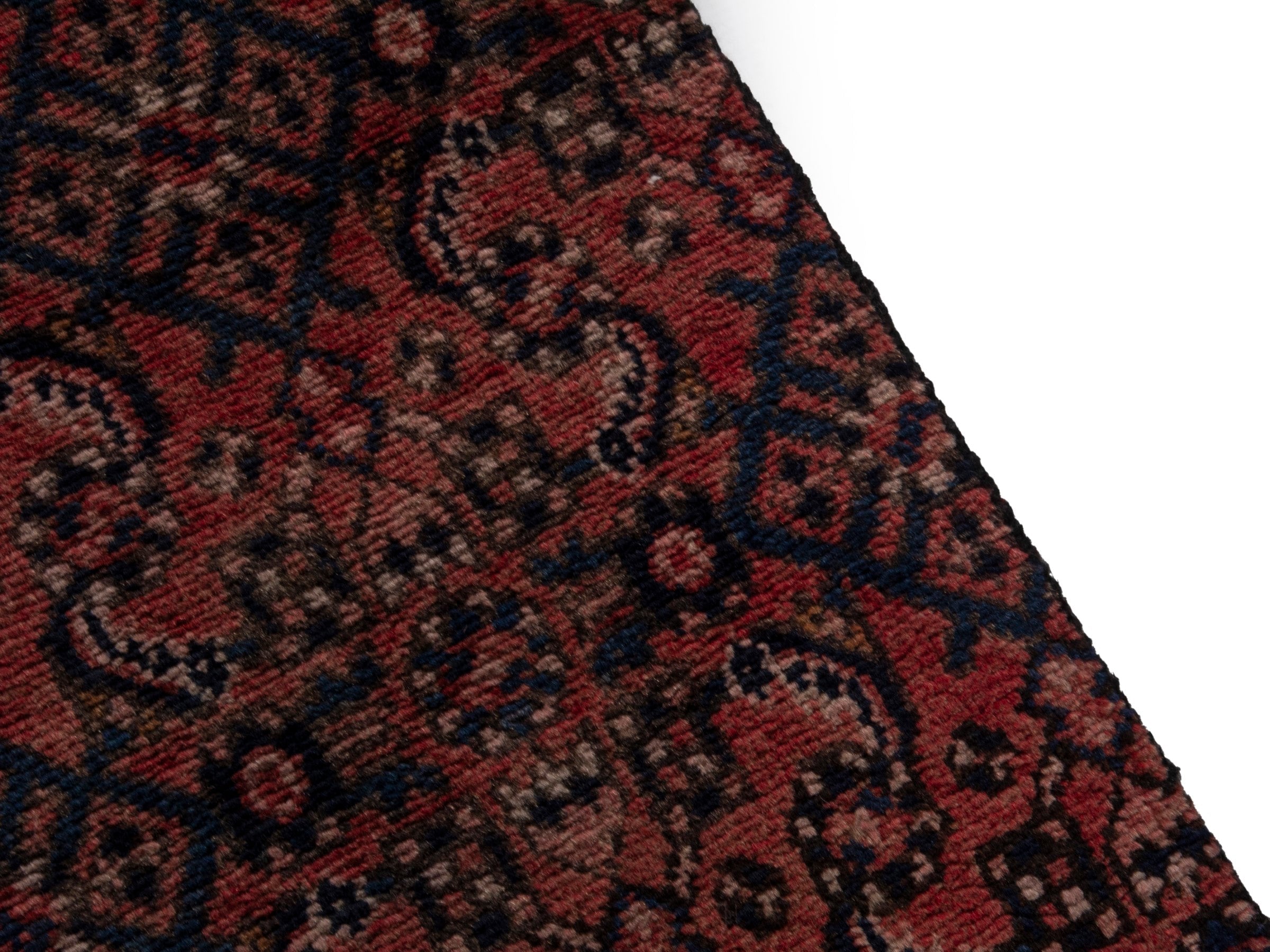 Persian Hamedan runner rug in burgundy and black cherry, view 7 of 17