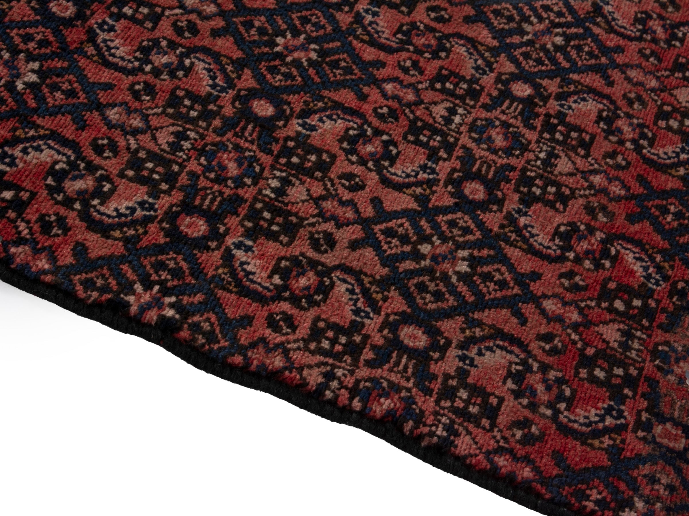 Persian Hamedan runner rug in burgundy and black cherry, view 8 of 17