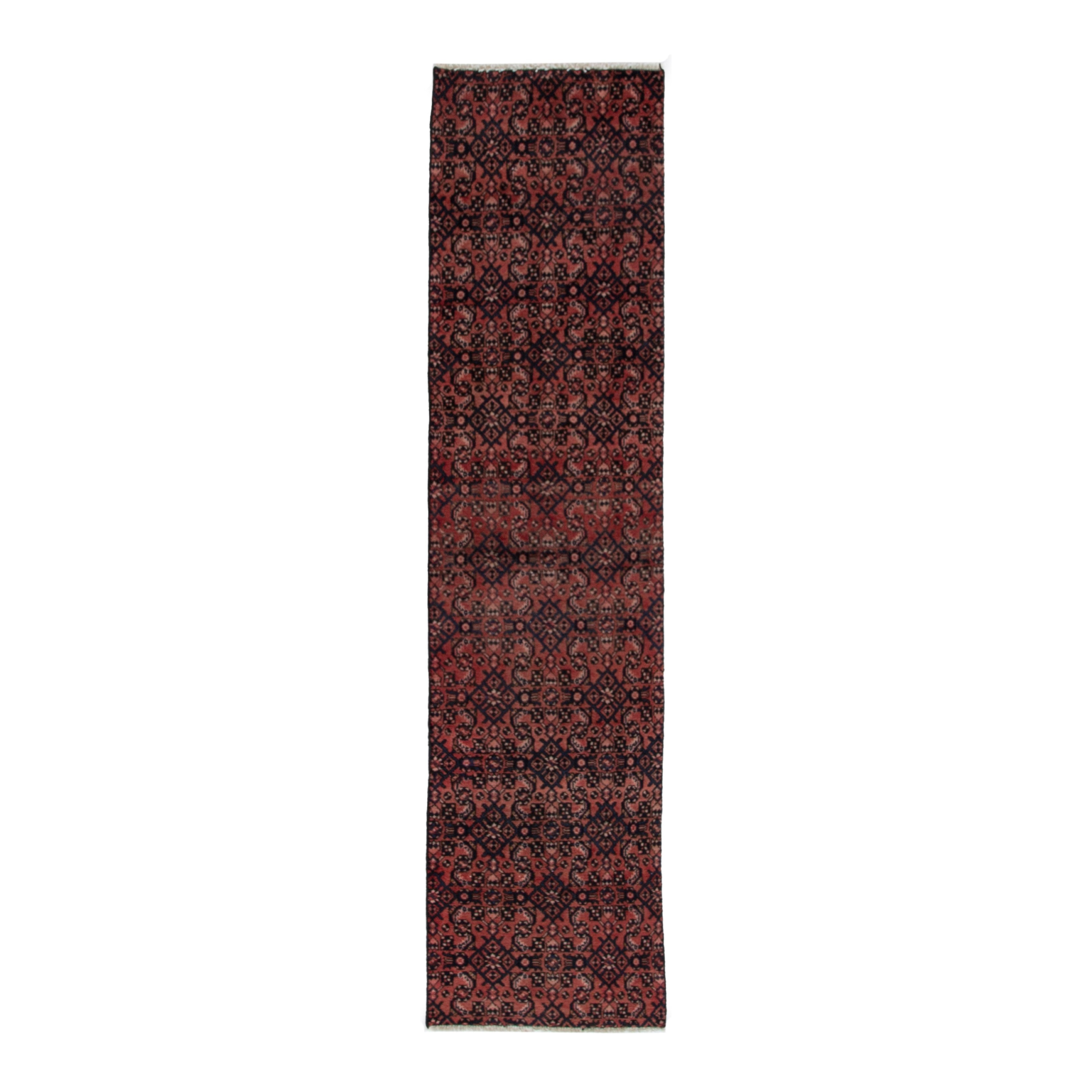 Persian Hamedan runner rug in burgundy and black cherry, 2'4" x 8'10"