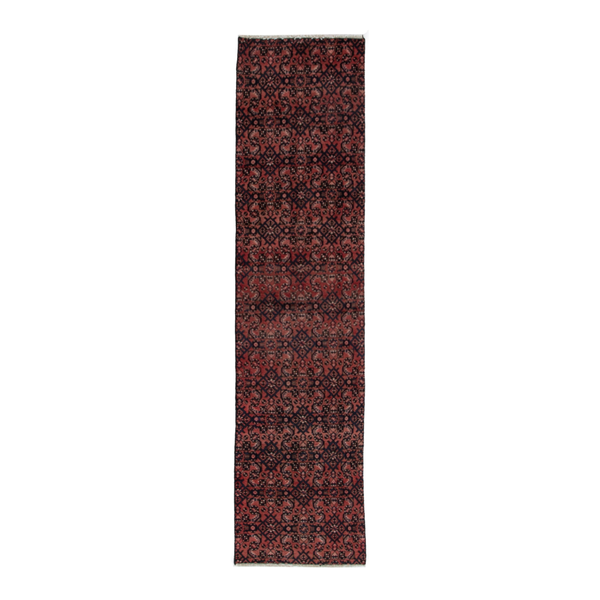 Persian Hamedan runner rug in burgundy and black cherry, 2'4" x 8'10"