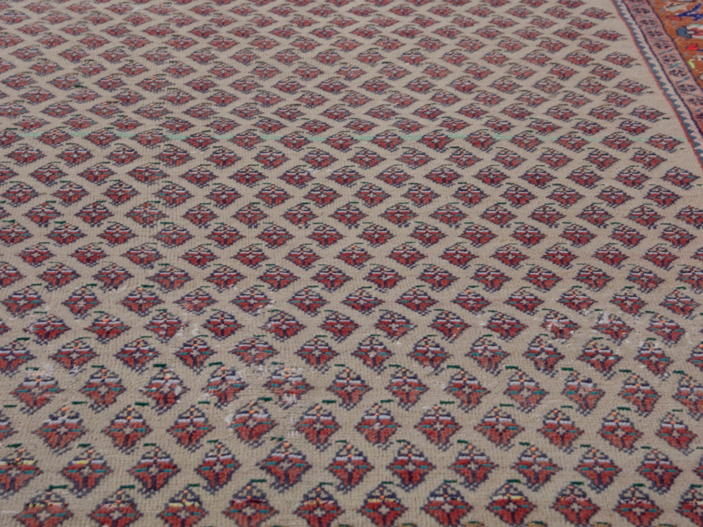 Persian Arak runner rug in greige and burgundy, view 10 of 21