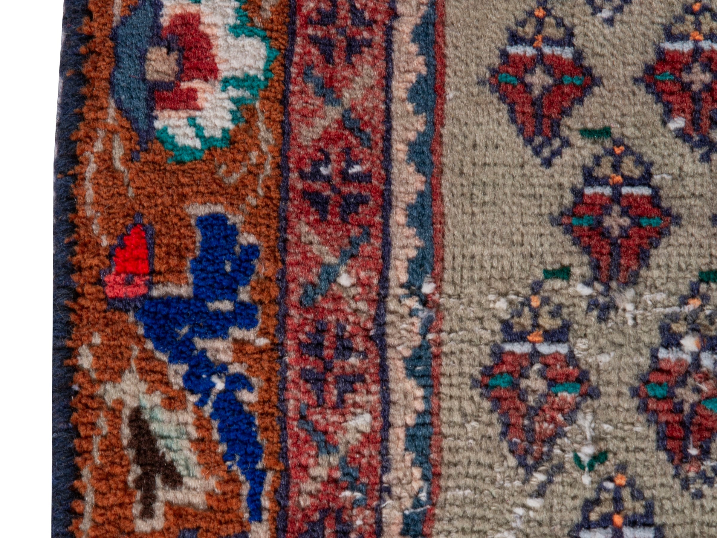 Persian Arak runner rug in greige and burgundy, view 13 of 21