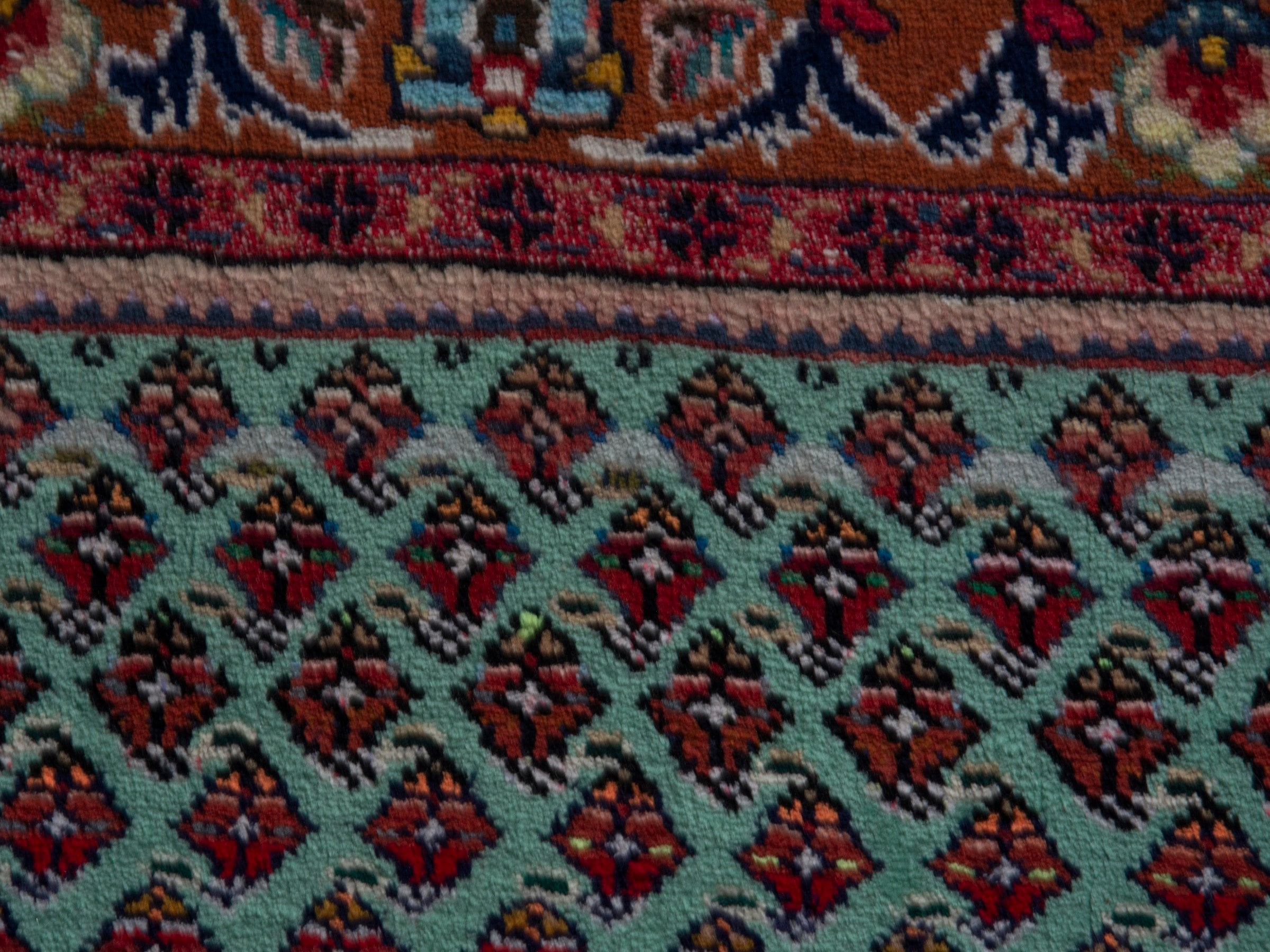 Persian Arak runner rug in greige and burgundy, view 15 of 21