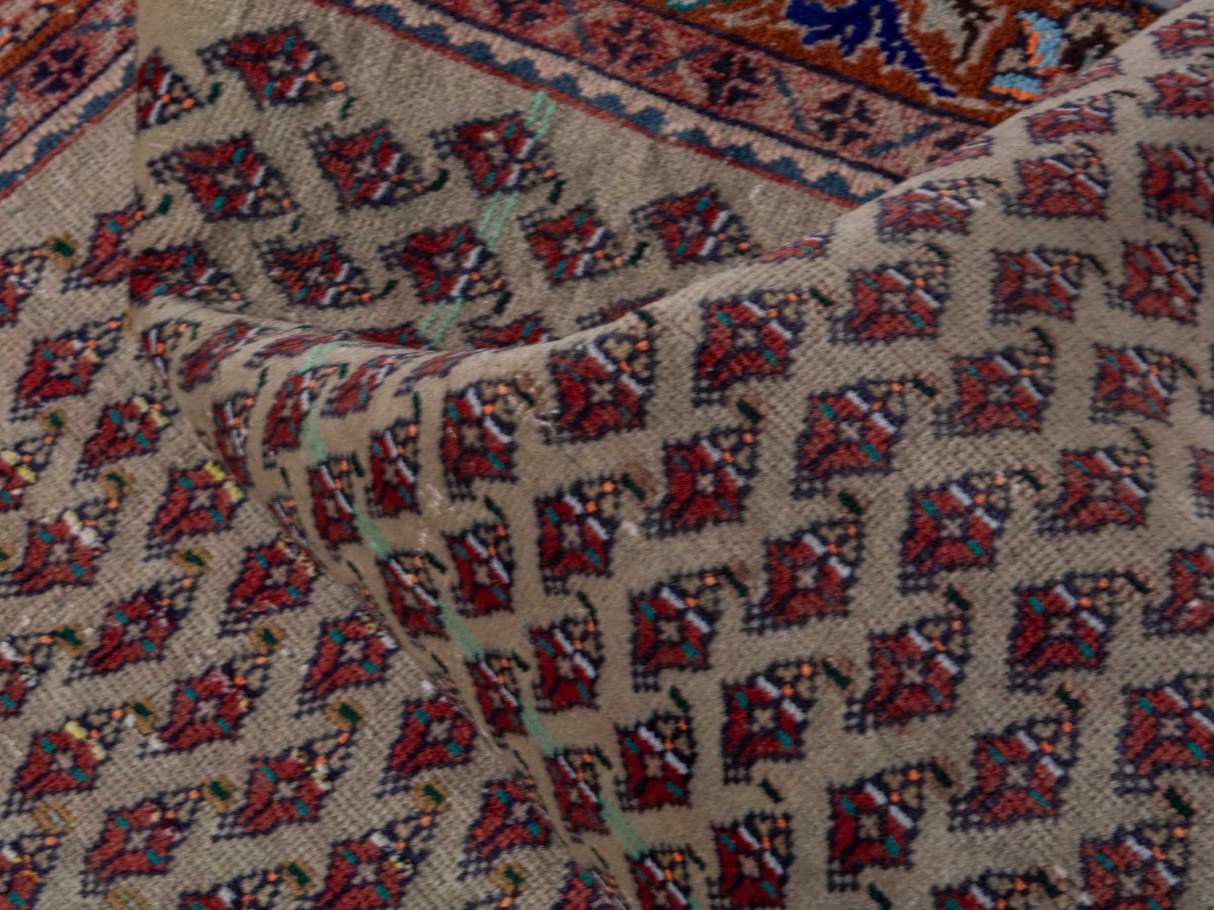 Persian Arak runner rug in greige and burgundy, view 20 of 21