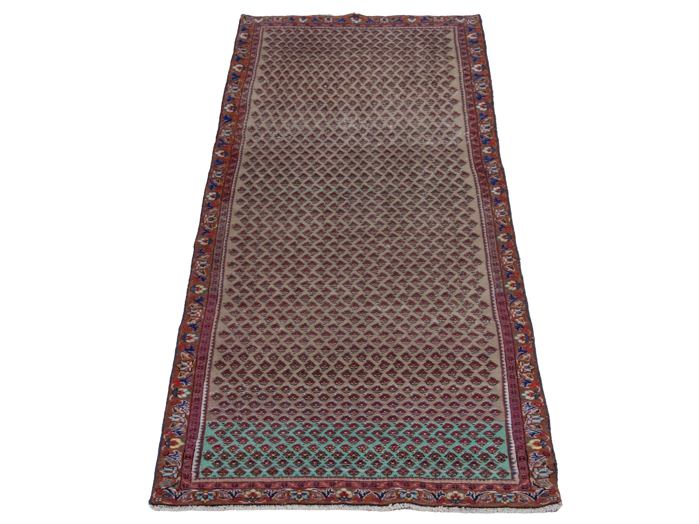 Persian Arak runner rug in greige and burgundy, view 2 of 21