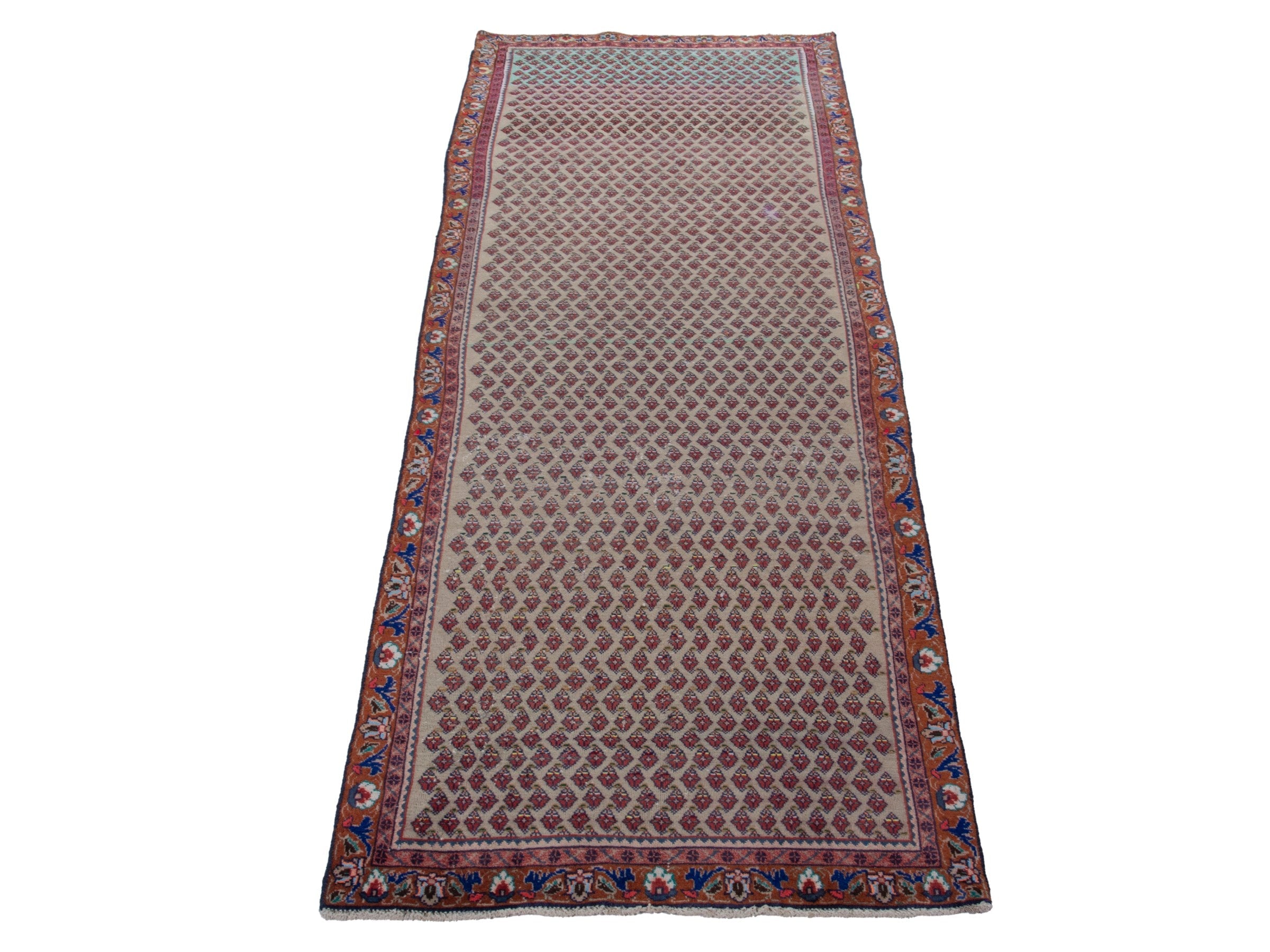 Persian Arak runner rug in greige and burgundy, view 3 of 21