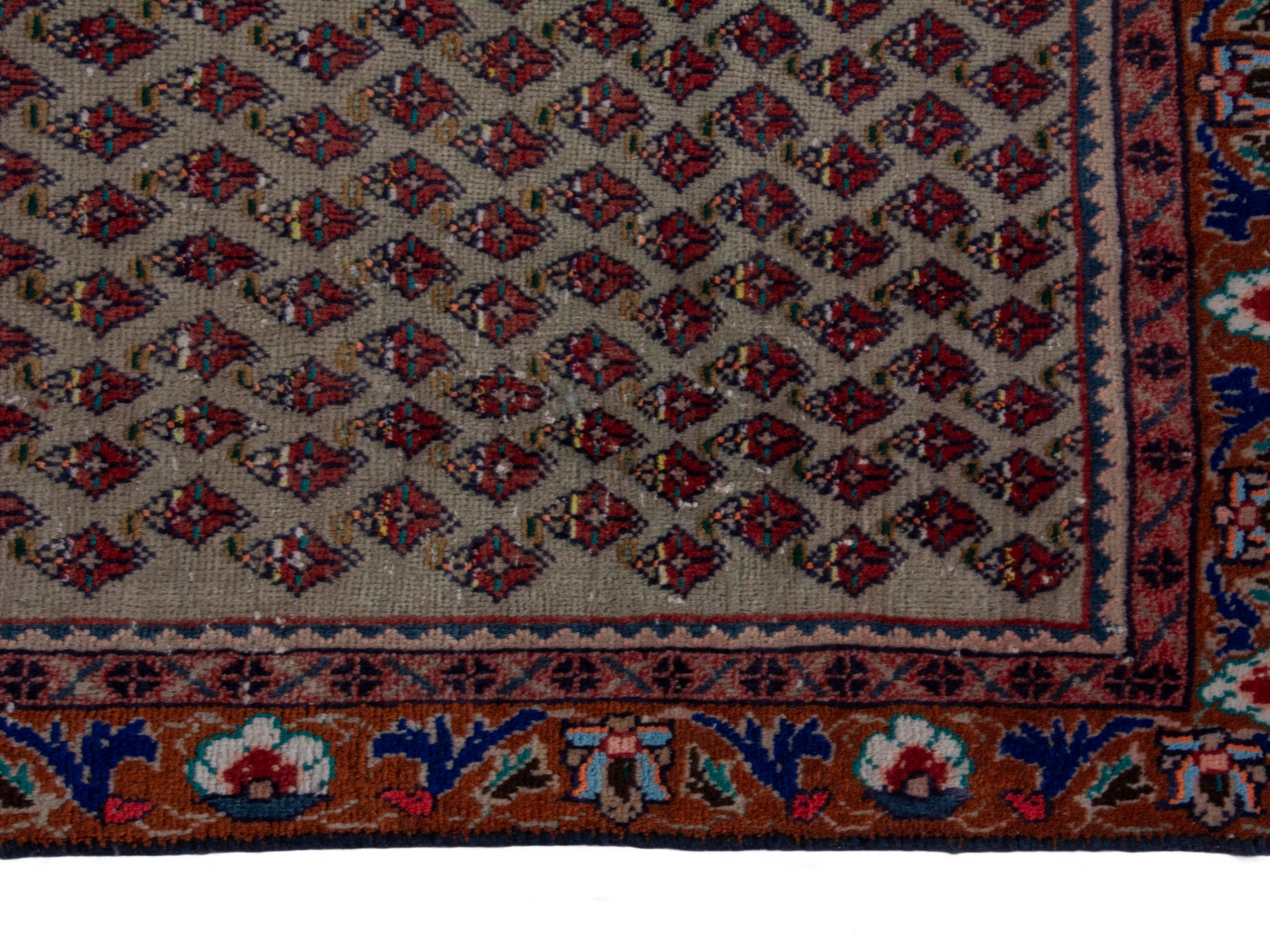 Persian Arak runner rug in greige and burgundy, view 5 of 21