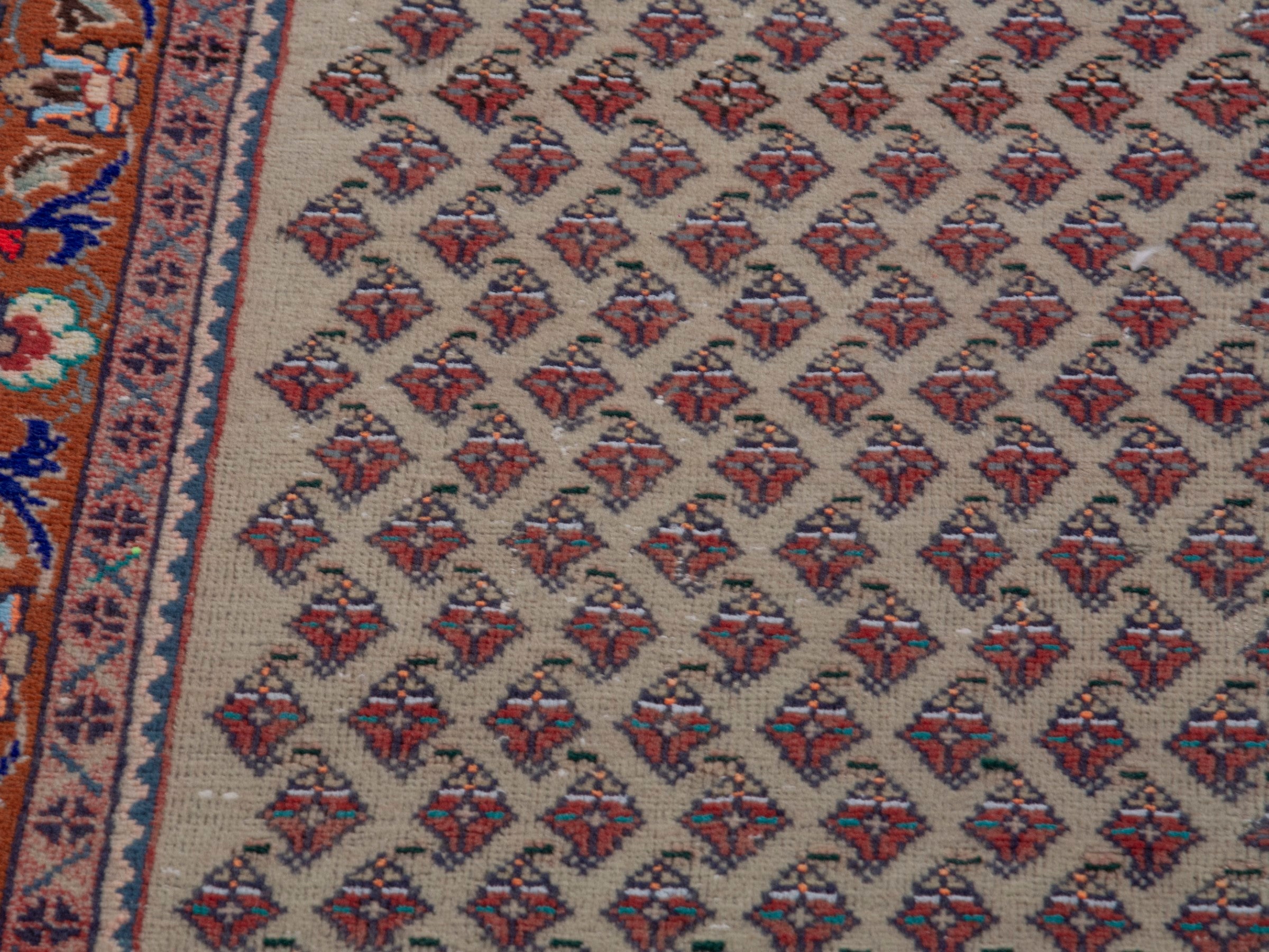 Persian Arak runner rug in greige and burgundy, view 7 of 21