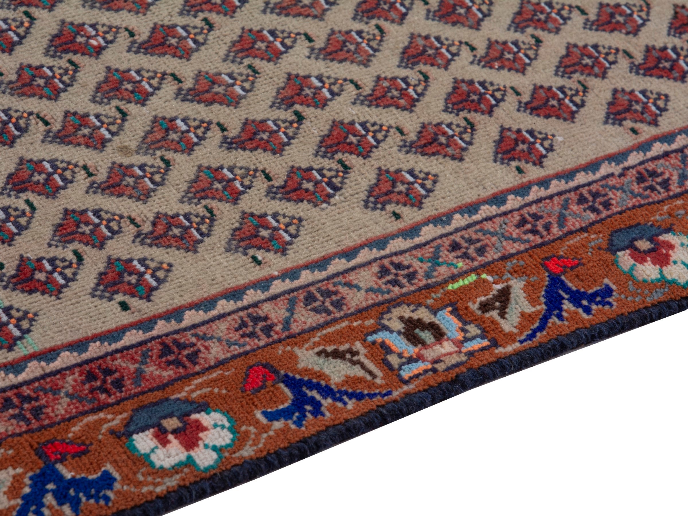 Persian Arak runner rug in greige and burgundy, view 8 of 21