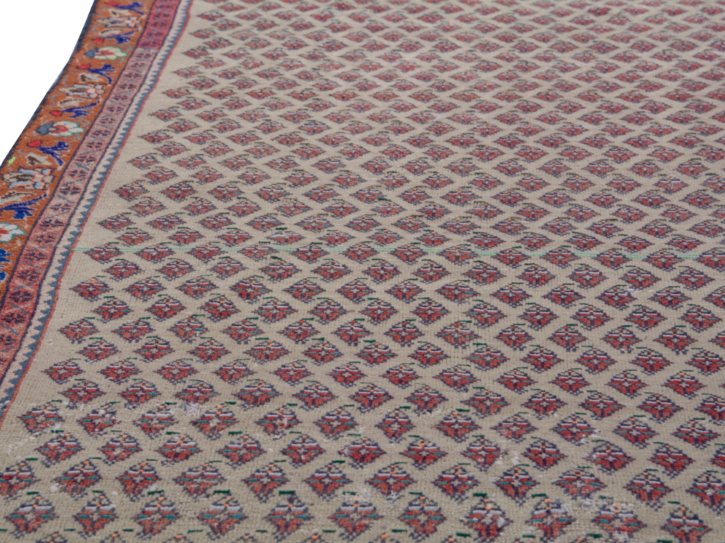 Persian Arak runner rug in greige and burgundy, view 9 of 21