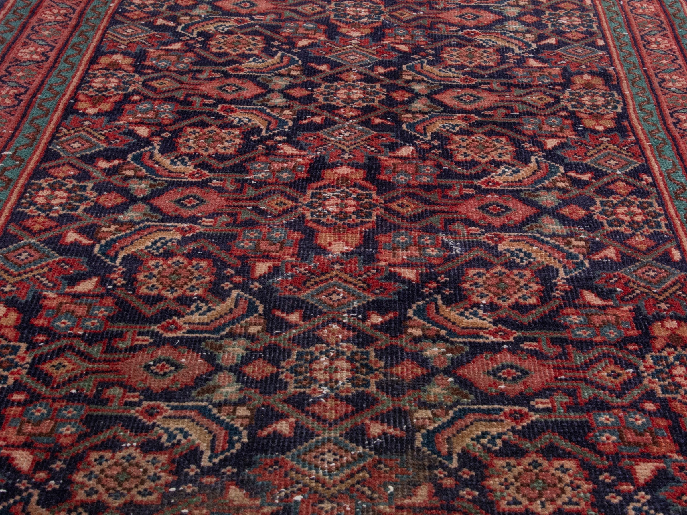 Persian Mahal runner rug in navy and rust, view 11 of 21