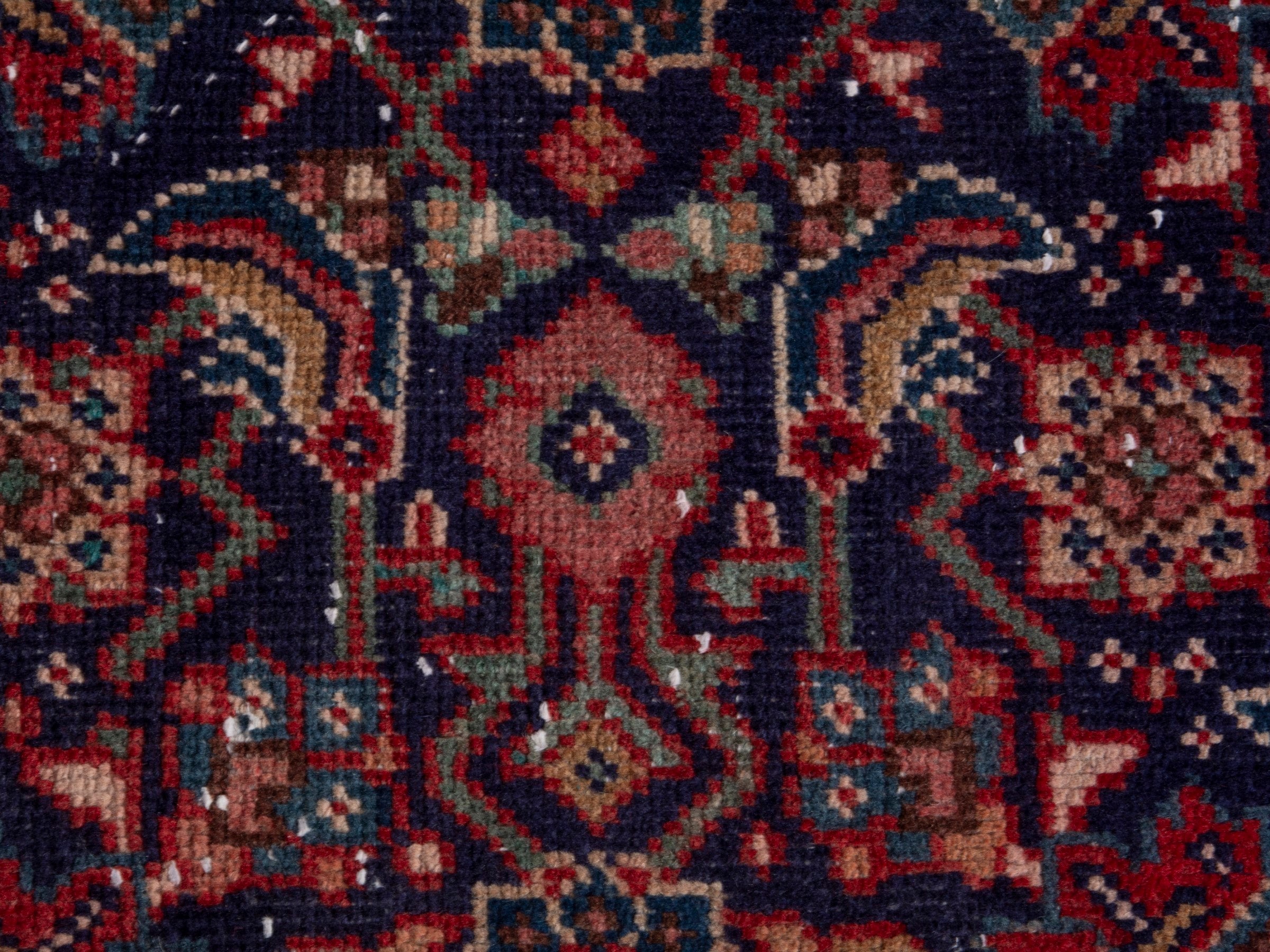 Persian Mahal runner rug in navy and rust, view 14 of 21