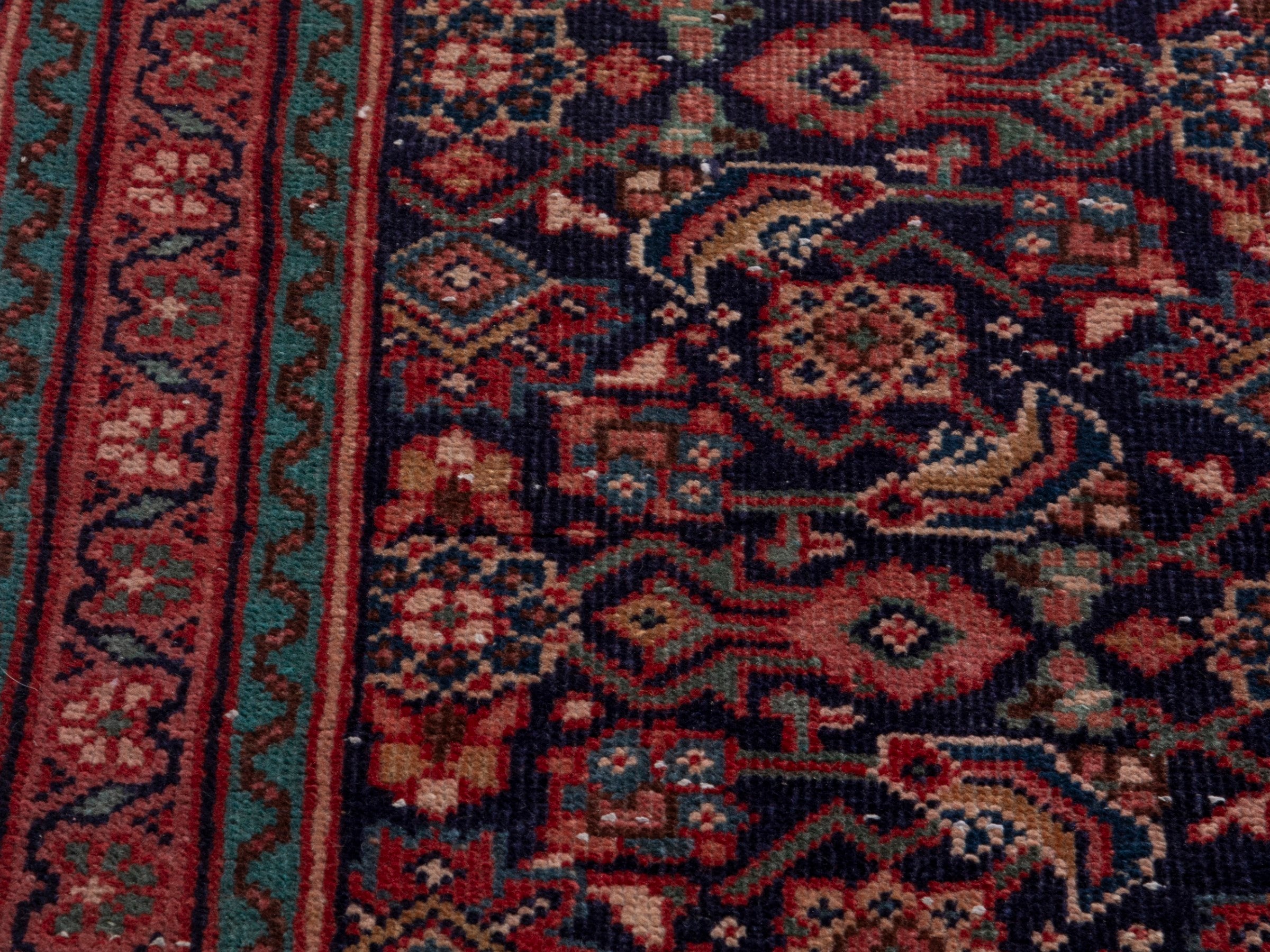 Persian Mahal runner rug in navy and rust, view 7 of 21