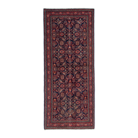 Persian Mahal runner rug in navy and rust, 3'9" x 7'7"