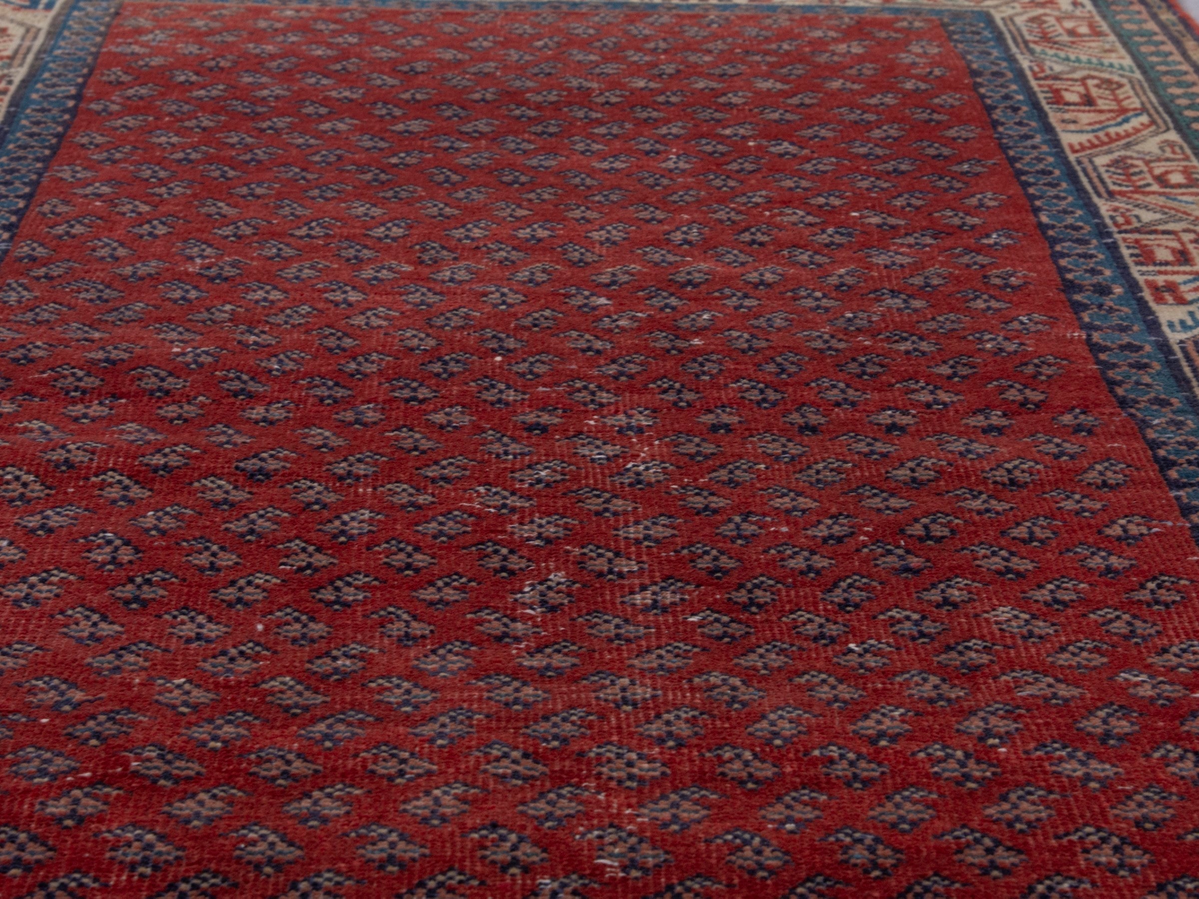 Persian Botteh runner rug in deep red and cream, view 10 of 19