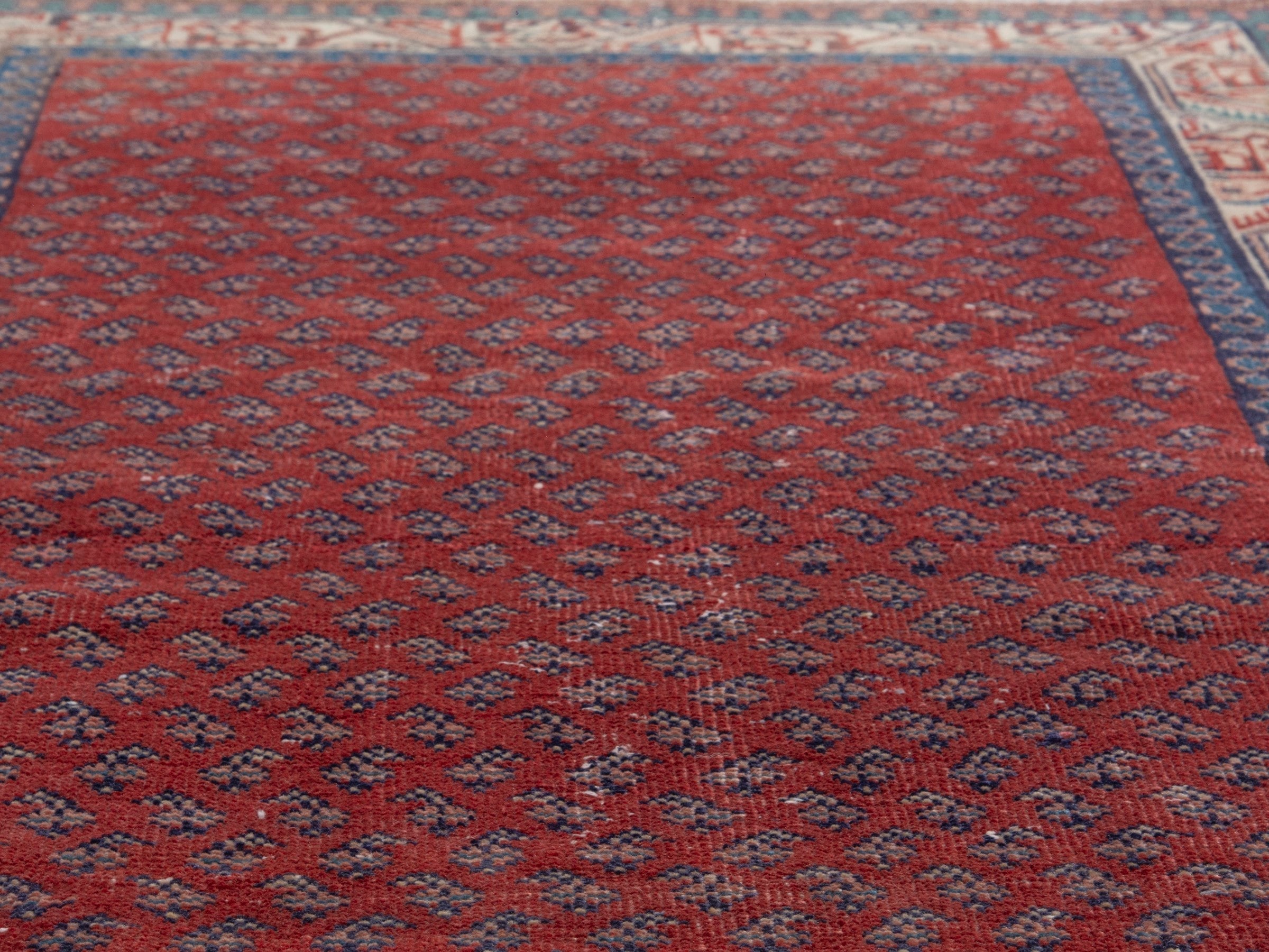 Persian Botteh runner rug in deep red and cream, view 11 of 19
